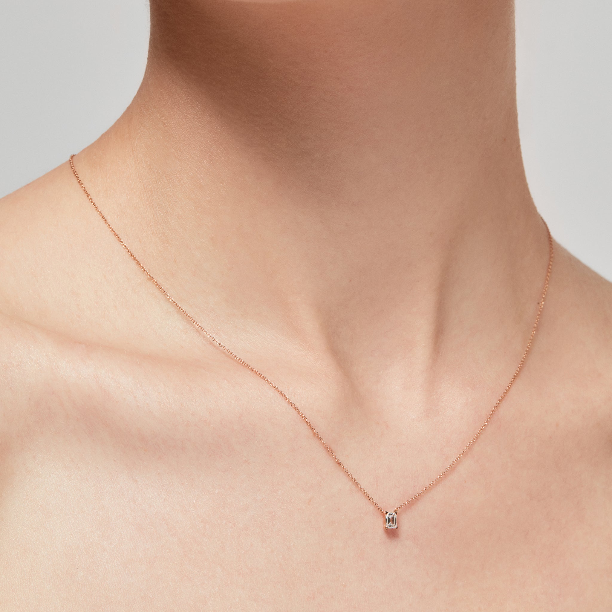 Jupiter solitaire necklace - Emerald Cut Lab-Grown Diamond Solitaire Necklace - The Future Rocks - 2