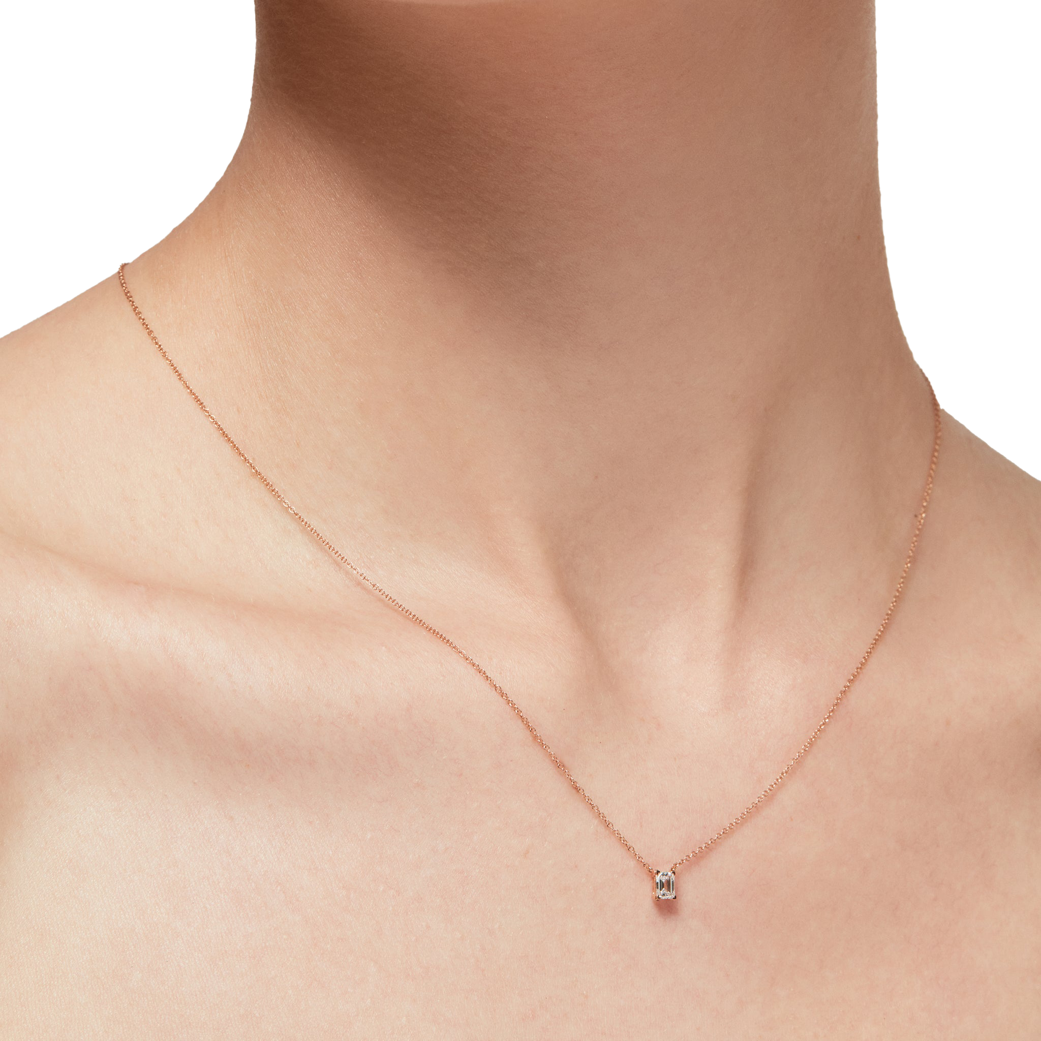 Jupiter solitaire necklace 0.2ct - Emerald Cut Diamond Pendant - The Future Rocks - 2