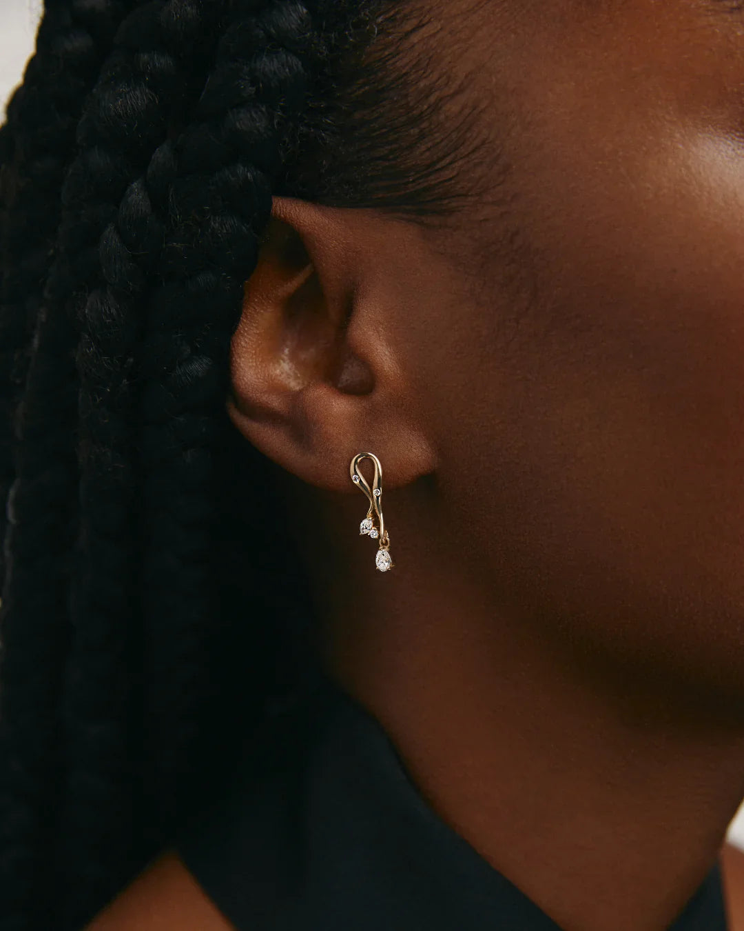 Moon drop earrings - Pear-Shaped Diamond Moon Drop Earrings -  The Future Rocks -    2