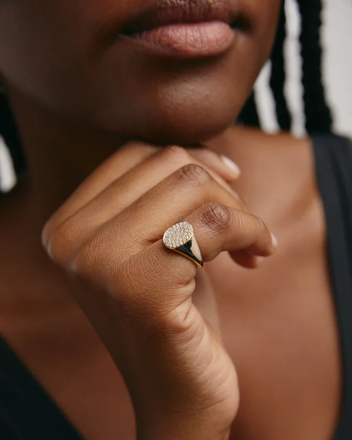 Moon pinky ring - 14K Recycled Gold Pinky Ring -  The Future Rocks -    2