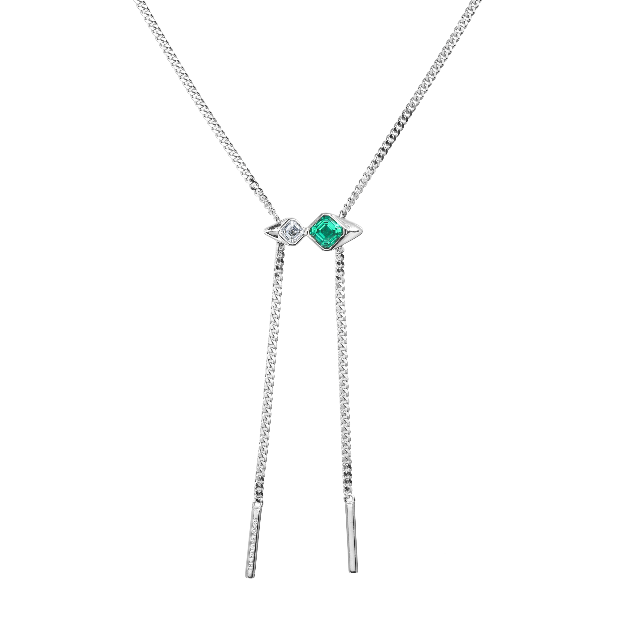 Nova adjustable chain necklace with emerald - Nova adjustable chain necklace with emerald - The Future Rocks - 1