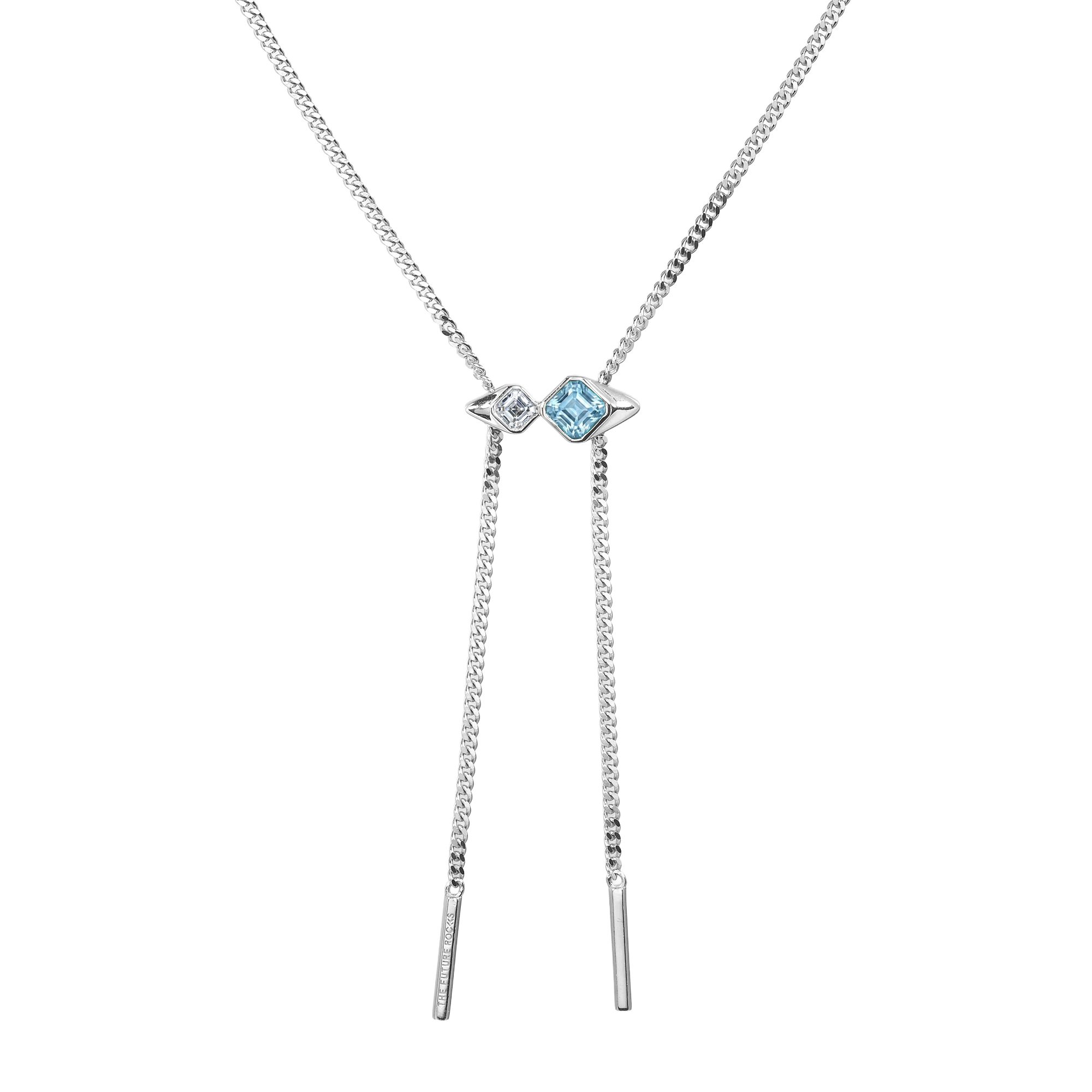 Nova adjustable chain necklace with aquamarine - Nova adjustable chain necklace with aquamarine - The Future Rocks - 1