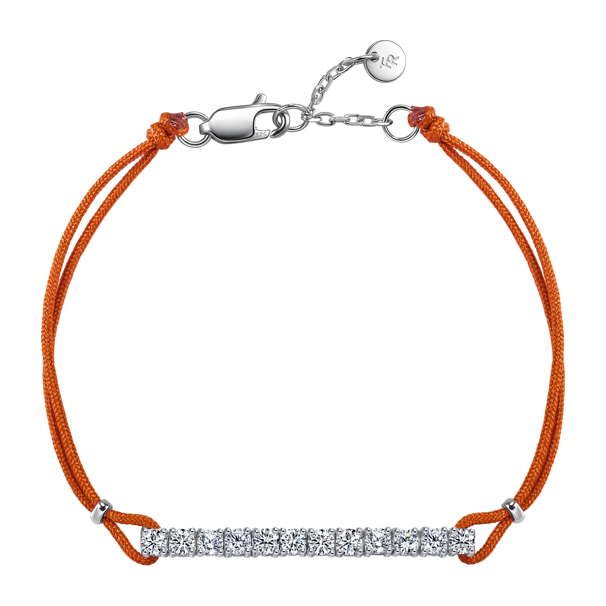 Pavé orange cord bracelet 0.6ct - Diamond Bracelet - Orange Cord Bracelet - The Future Rocks - 2