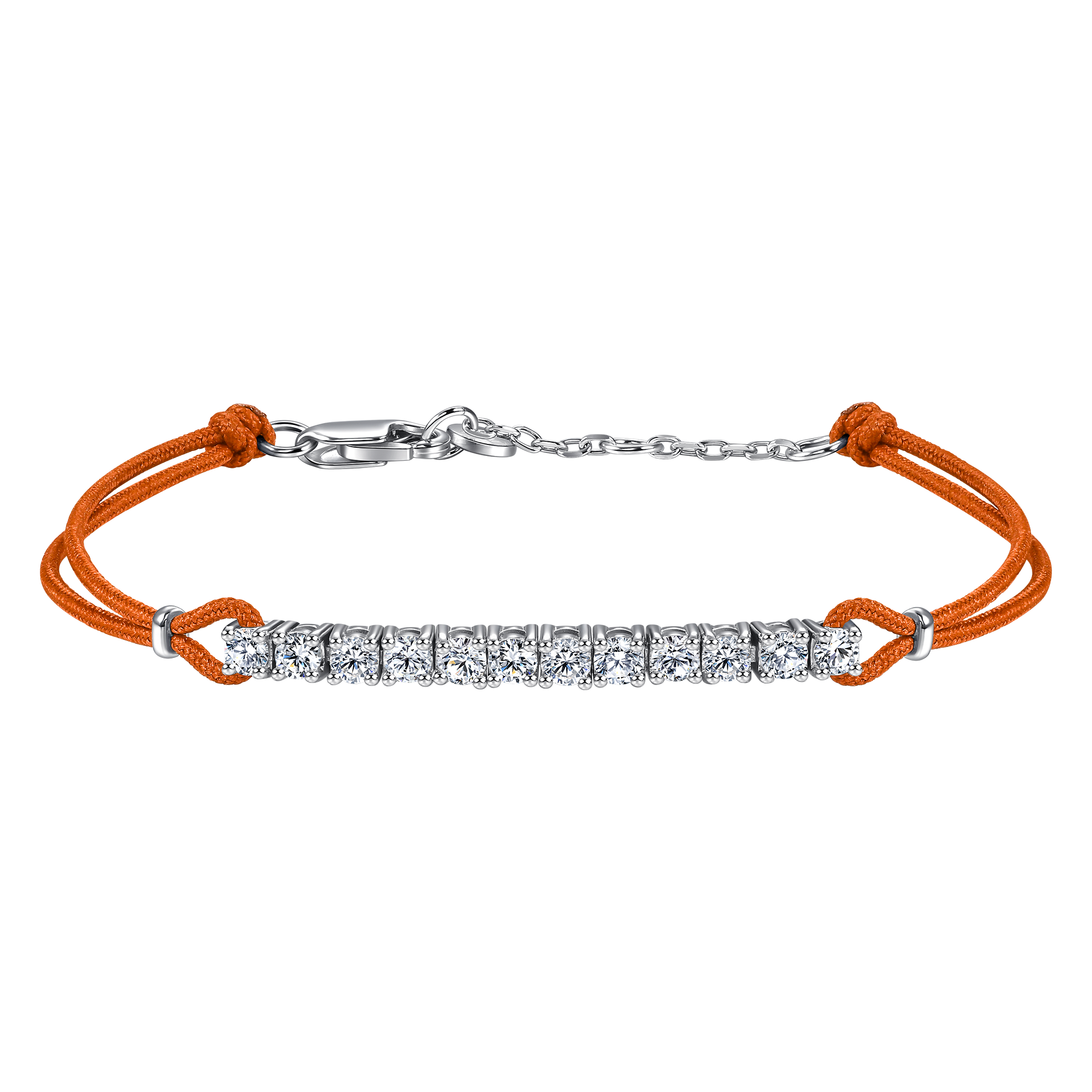 Pavé orange cord bracelet 0.6ct - Diamond Bracelet - Orange Cord Bracelet - The Future Rocks - 1