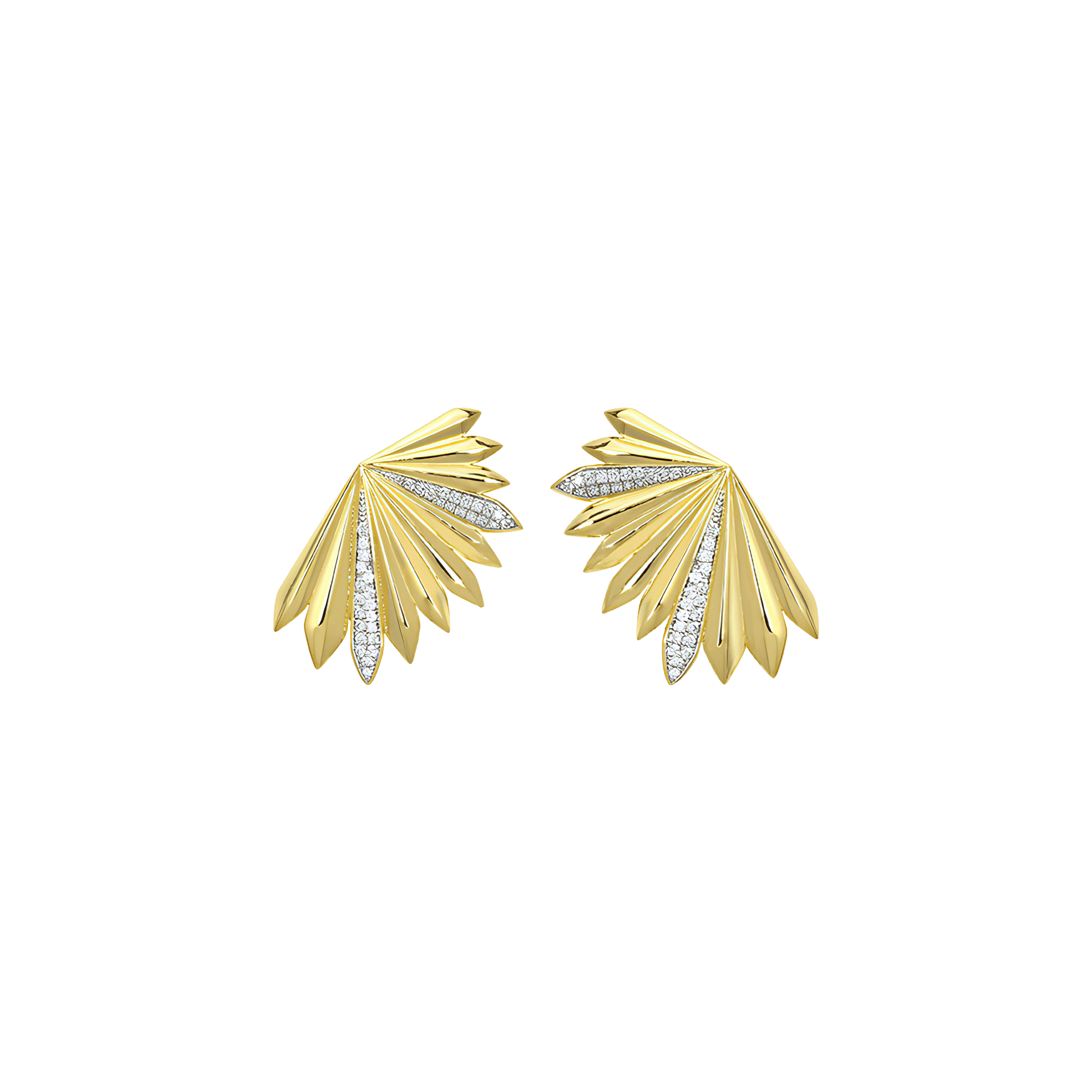 Palm statement fluted earrings - 18K Recycled Gold Vermeil Palm Statement Fluted Earrings - The Future Rocks - 3
