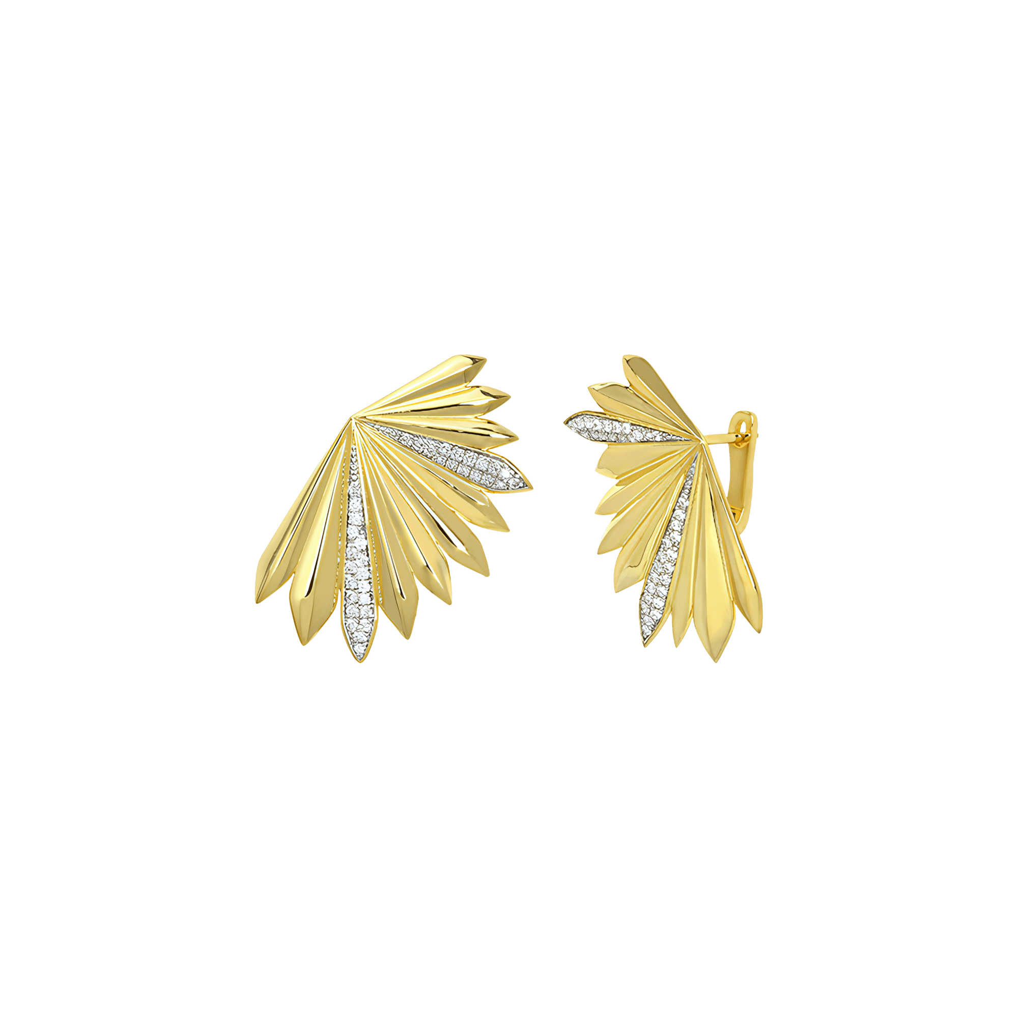 Palm statement fluted earrings - 18K Recycled Gold Vermeil Palm Statement Fluted Earrings - The Future Rocks - 1