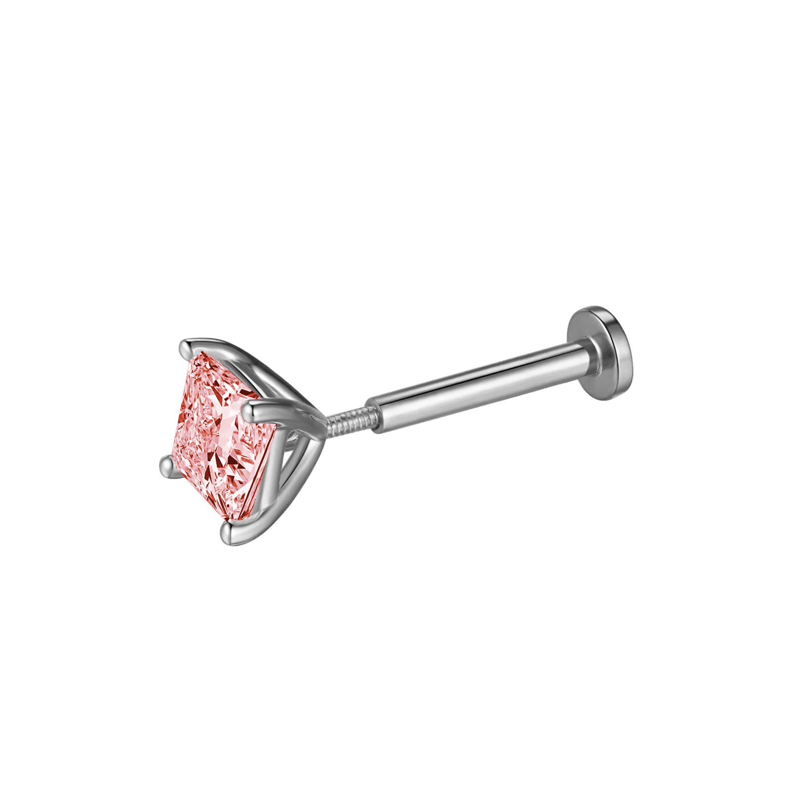 Princess flatback earrings - Princess Cut Pink Diamond Flatback Earrings - The Future Rocks - 3