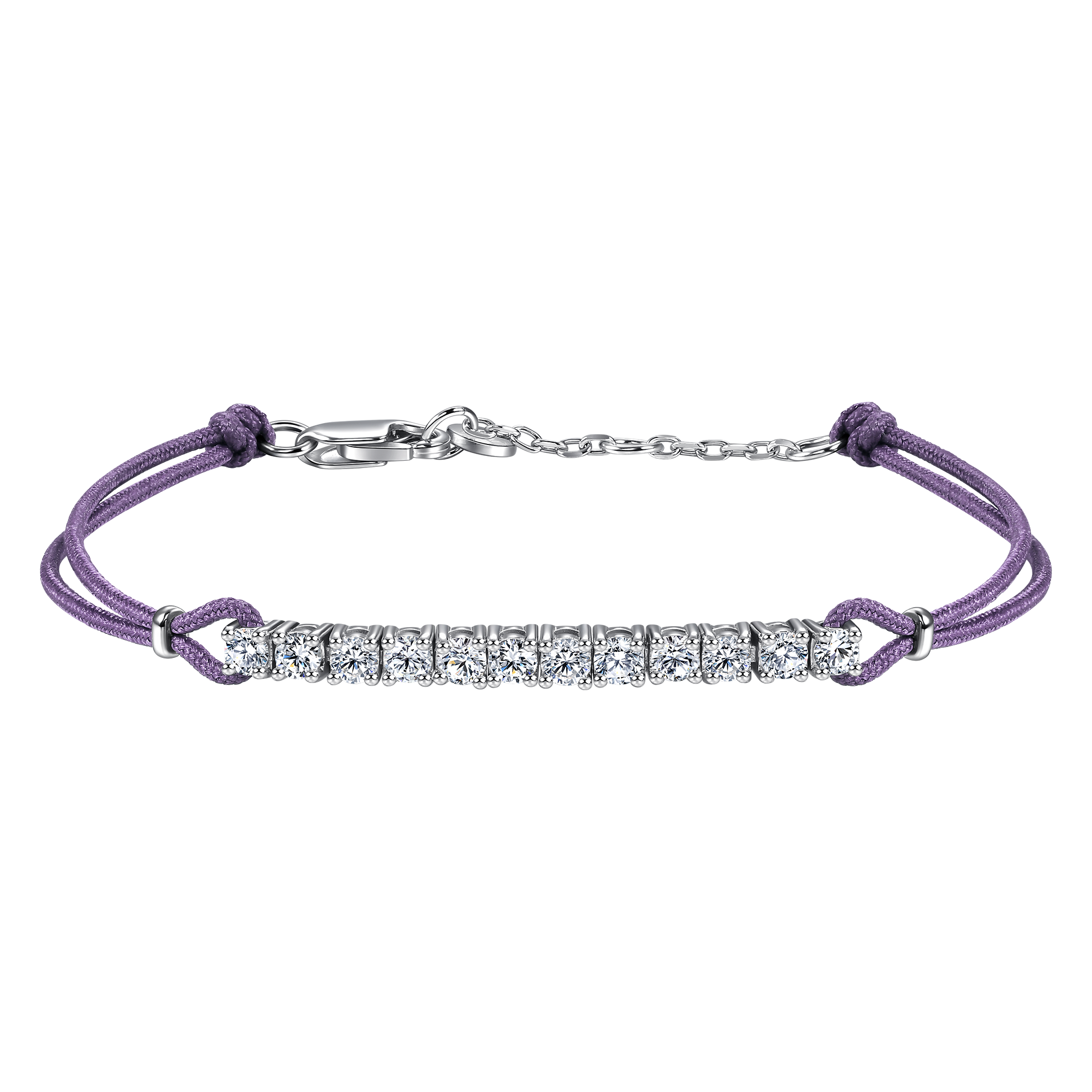 Pavé purple cord bracelet 0.6ct - Diamond Bracelet - Purple Cord Bracelet - The Future Rocks - 1