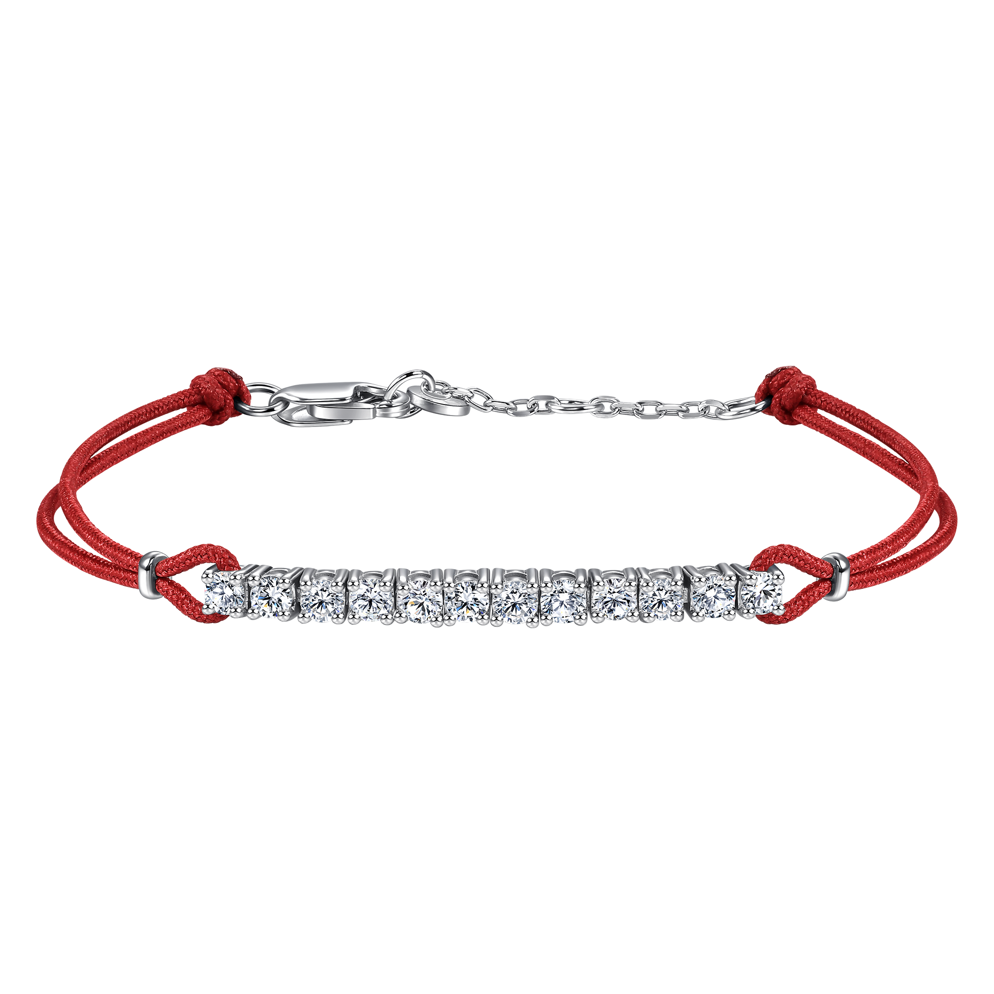 Pavé red cord bracelet 0.6ct - Diamond Bracelet - Red Cord Bracelet - The Future Rocks - 1