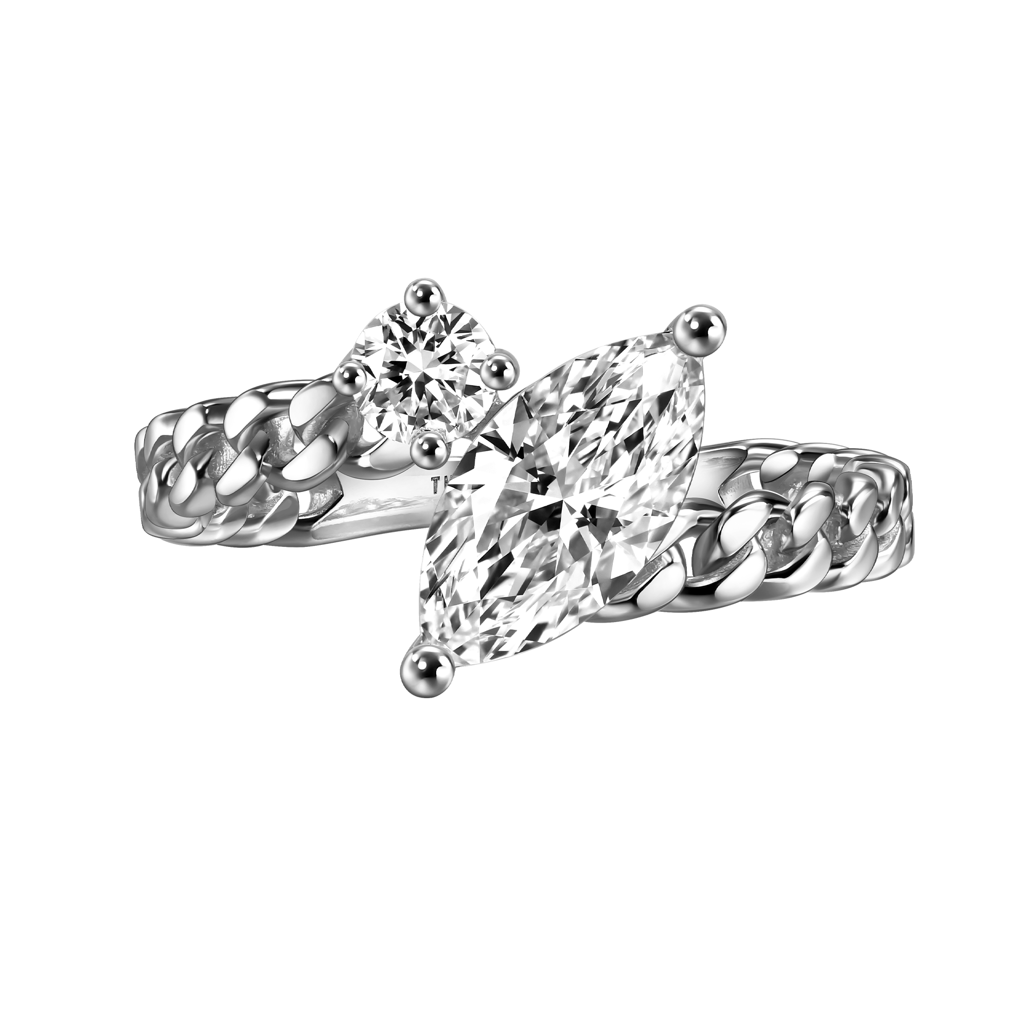 Clara curb-link ring - Curb-Link Lab Diamond Ring - The Future Rocks - 1