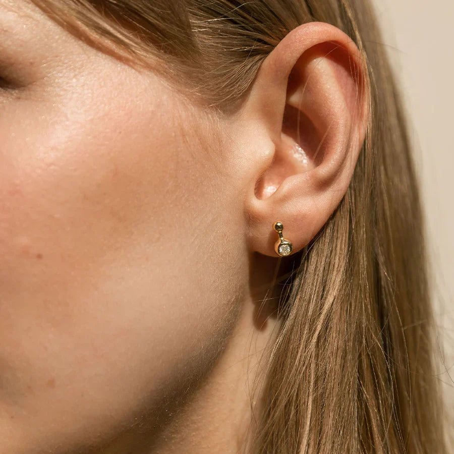 Sphere stud earrings - 18K Sphere Gold Studs - The Future Rocks - 3