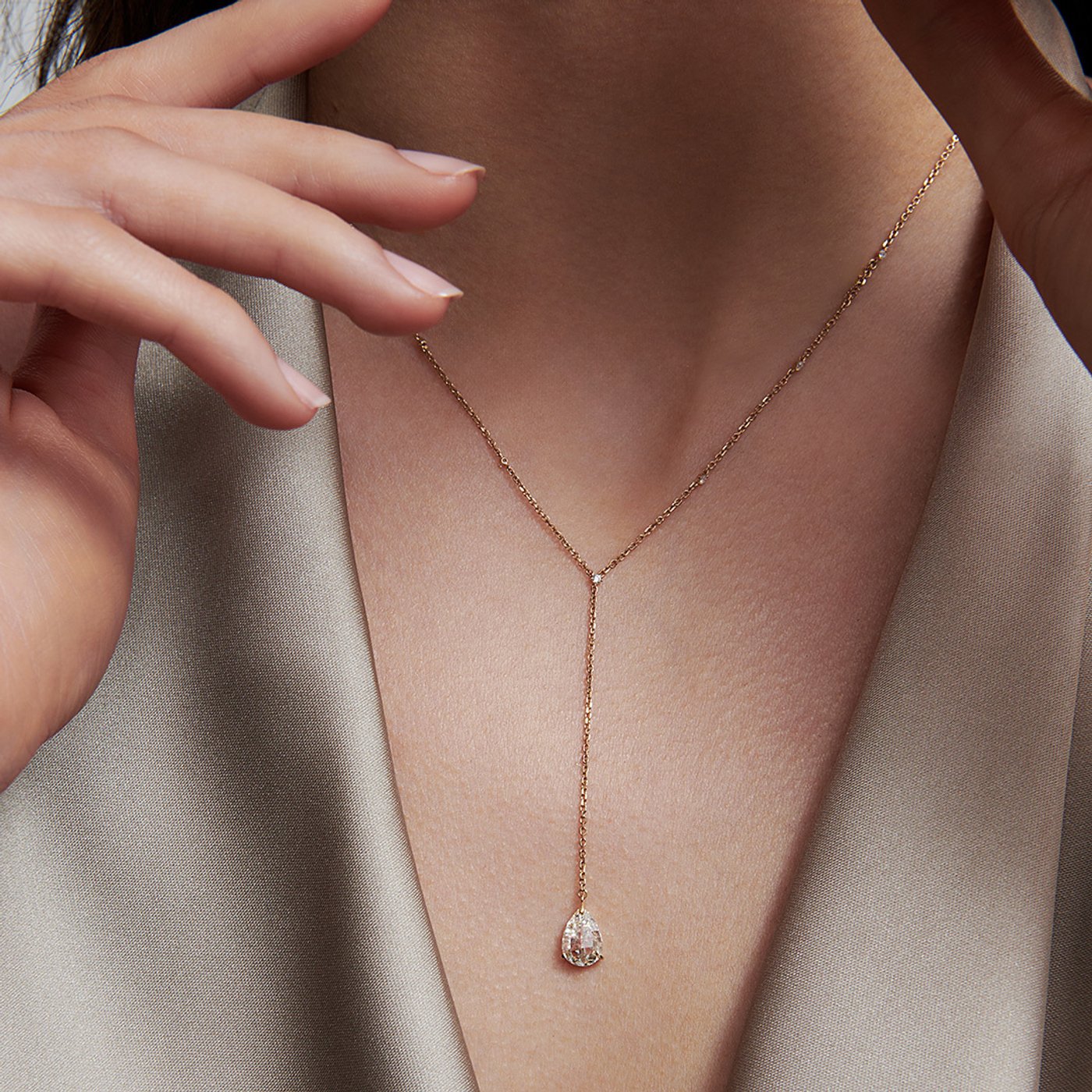 Tear lariat necklace - Tear Drop Diamond Lariat Necklace - The Future Rocks - 4
