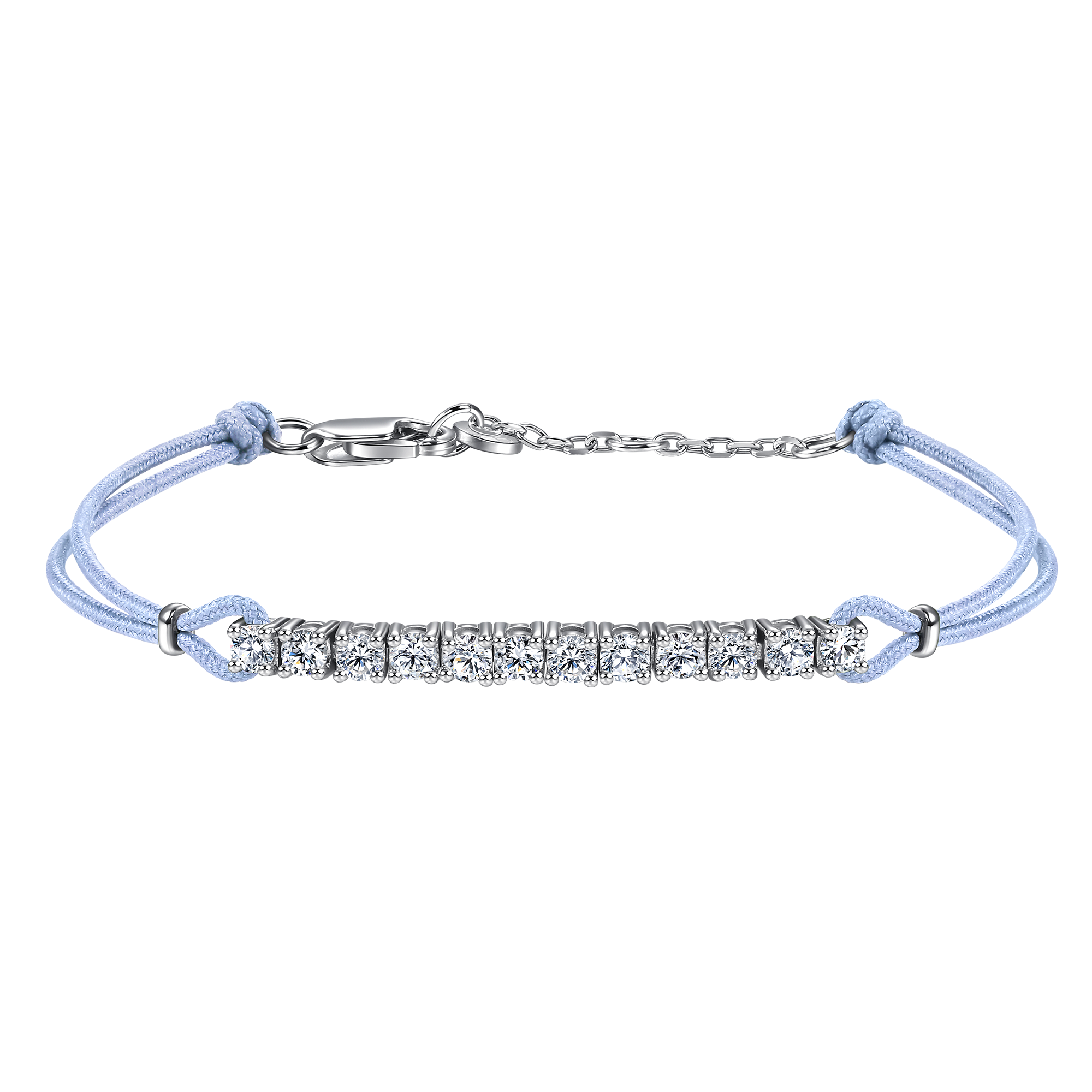 Pavé light blue cord bracelet 0.6ct - Diamond Bracelet - Blue Cord Bracelet - The Future Rocks - 1