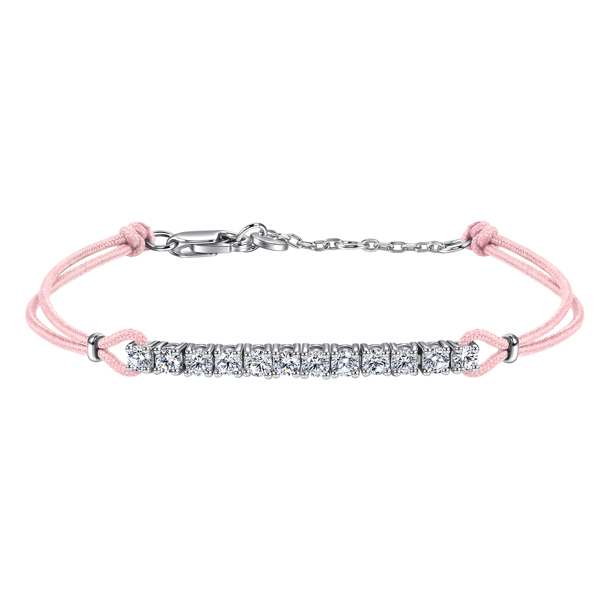 Pavé light pink cord bracelet 0.6ct - Diamond Bracelet - Pink Cord Bracelet - The Future Rocks - 1