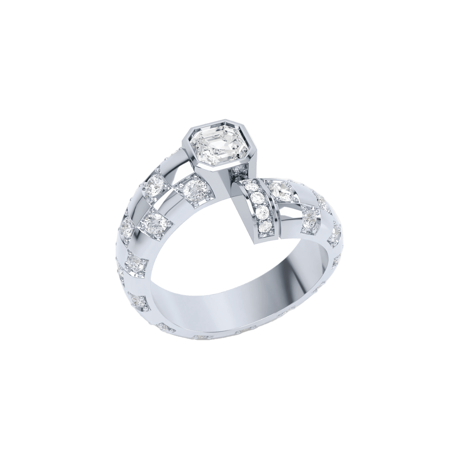 Toi et moi checkerboard asscher ring - Toi et Moi Checkerboard Asscher Diamond Ring - The Future Rocks - 3