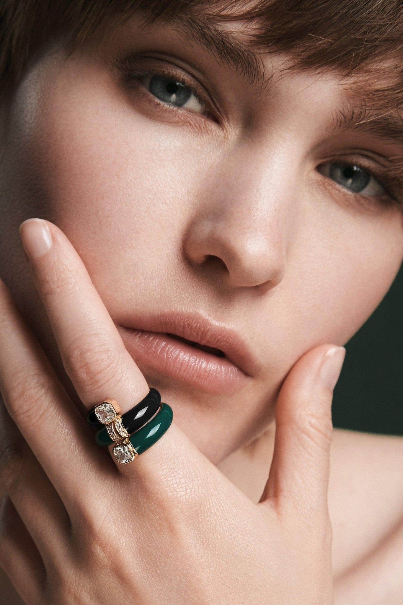 Toi et moi green enamel asscher ring - Toi et Moi Green Enamel Asscher Diamond Ring - The Future Rocks - 5