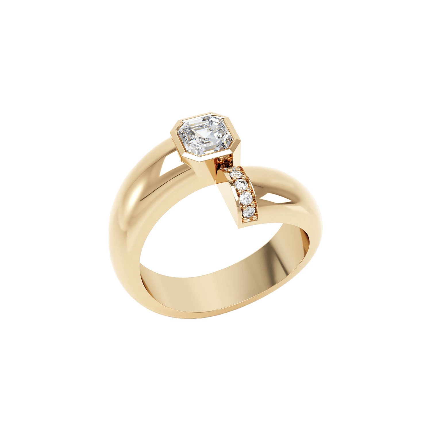 Toi et moi polished asscher ring - Toi et Moi Polished Gold Asscher Diamond Ring - The Future Rocks - 1