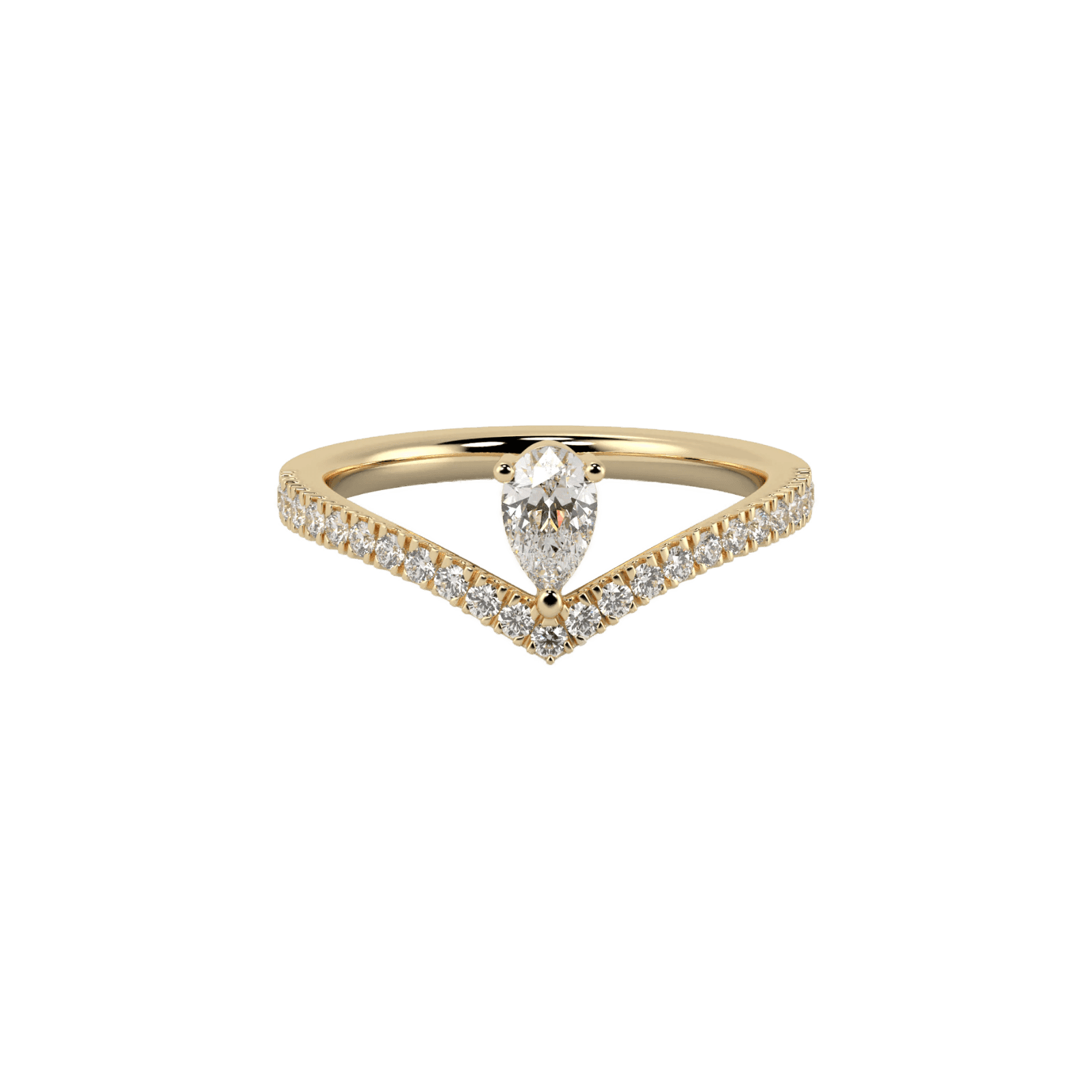 Vintage drop ring - Pear-Shaped Diamond Pavé Solitaire Ring - The Future Rocks - 1