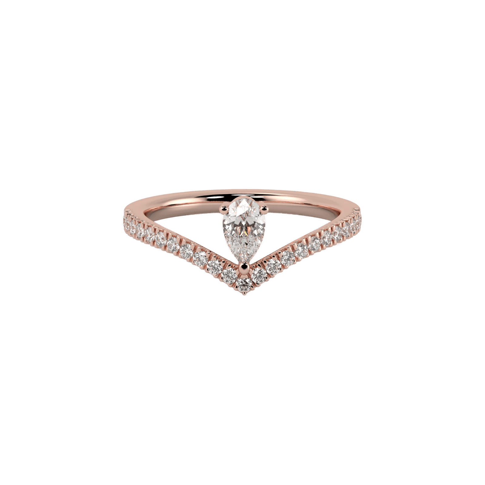 Vintage drop ring - Pear-Shaped Diamond Pavé Solitaire Ring - The Future Rocks - 4