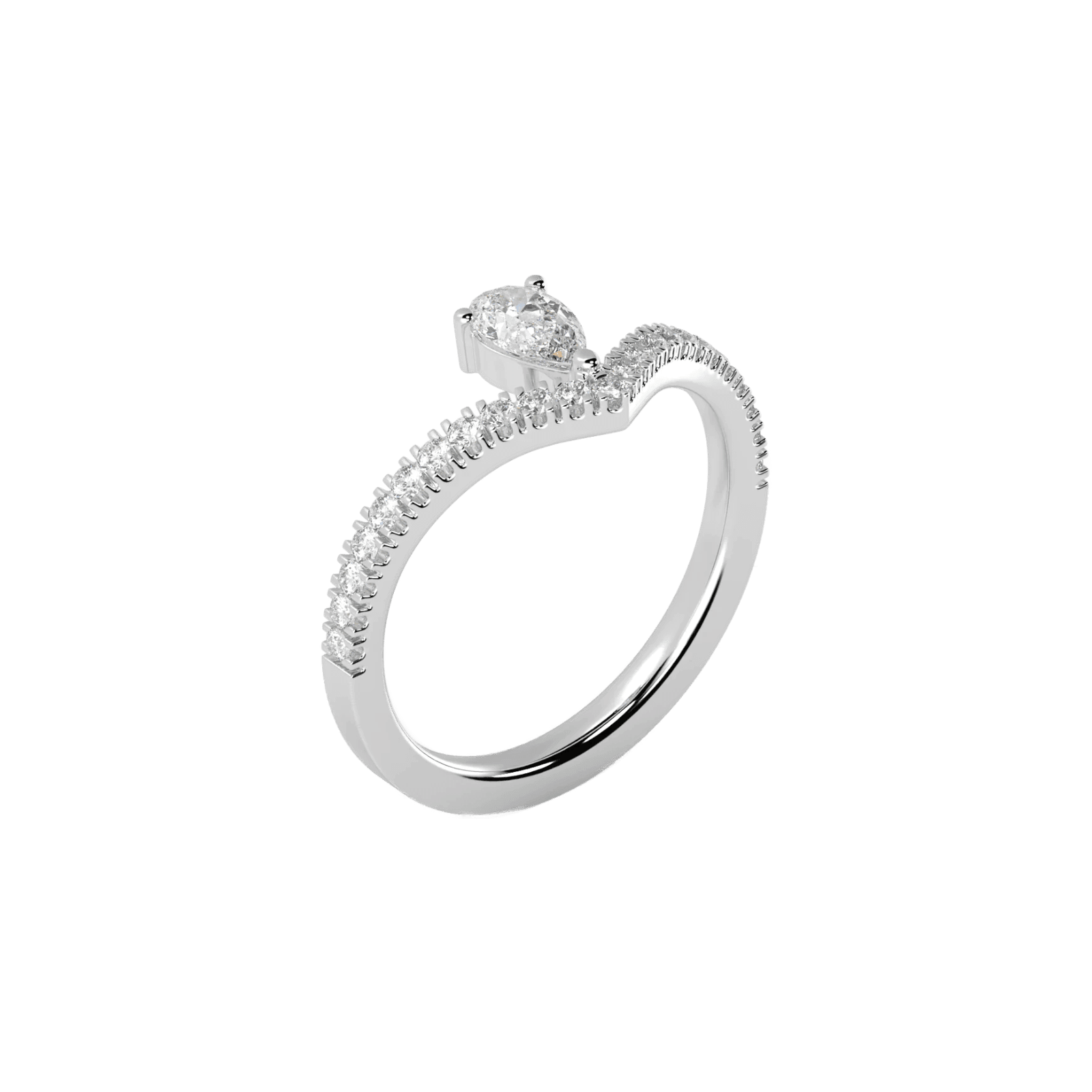 Vintage drop ring - Pear-Shaped Diamond Pavé Solitaire Ring - The Future Rocks - 5