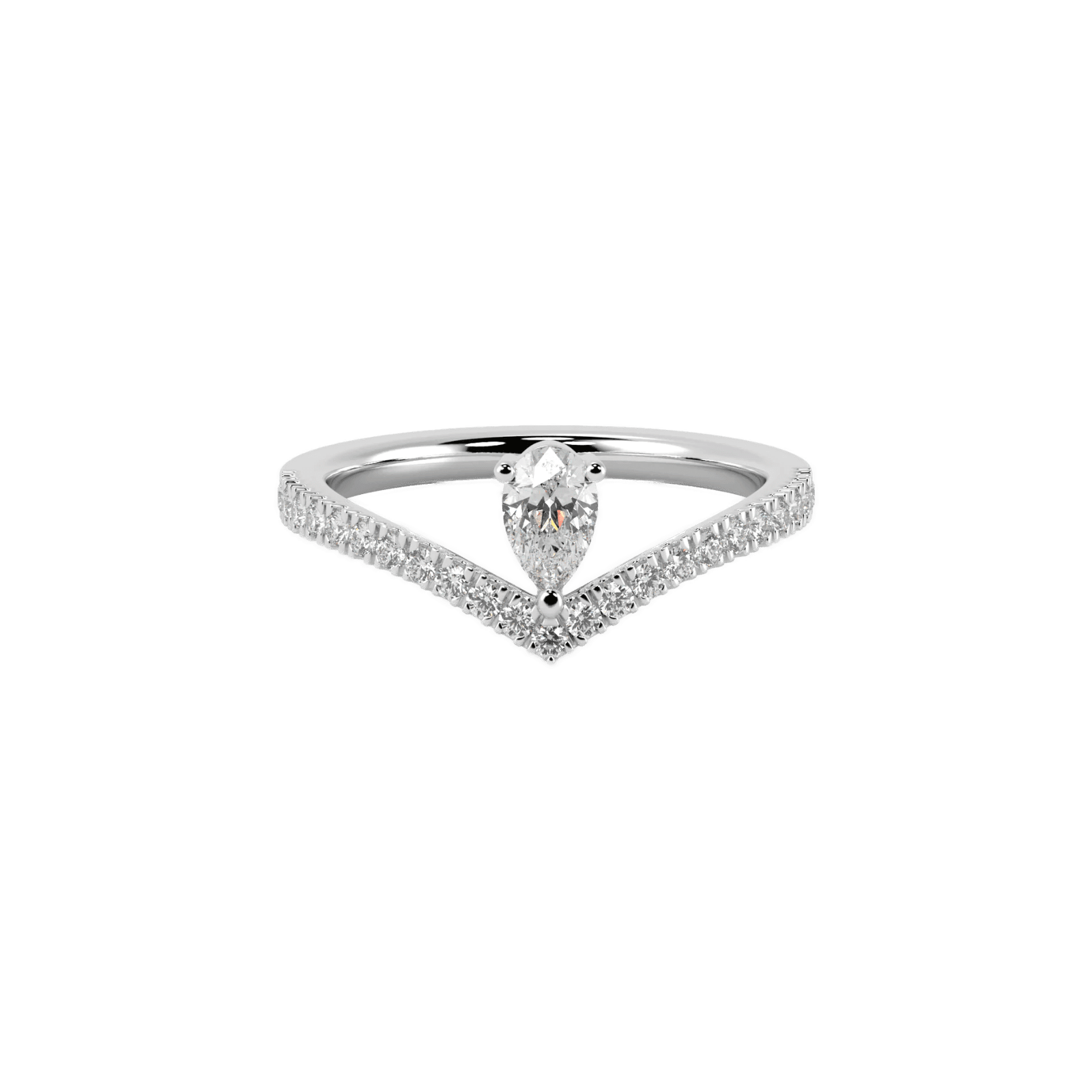 Vintage drop ring - Pear-Shaped Diamond Pavé Solitaire Ring - The Future Rocks - 3