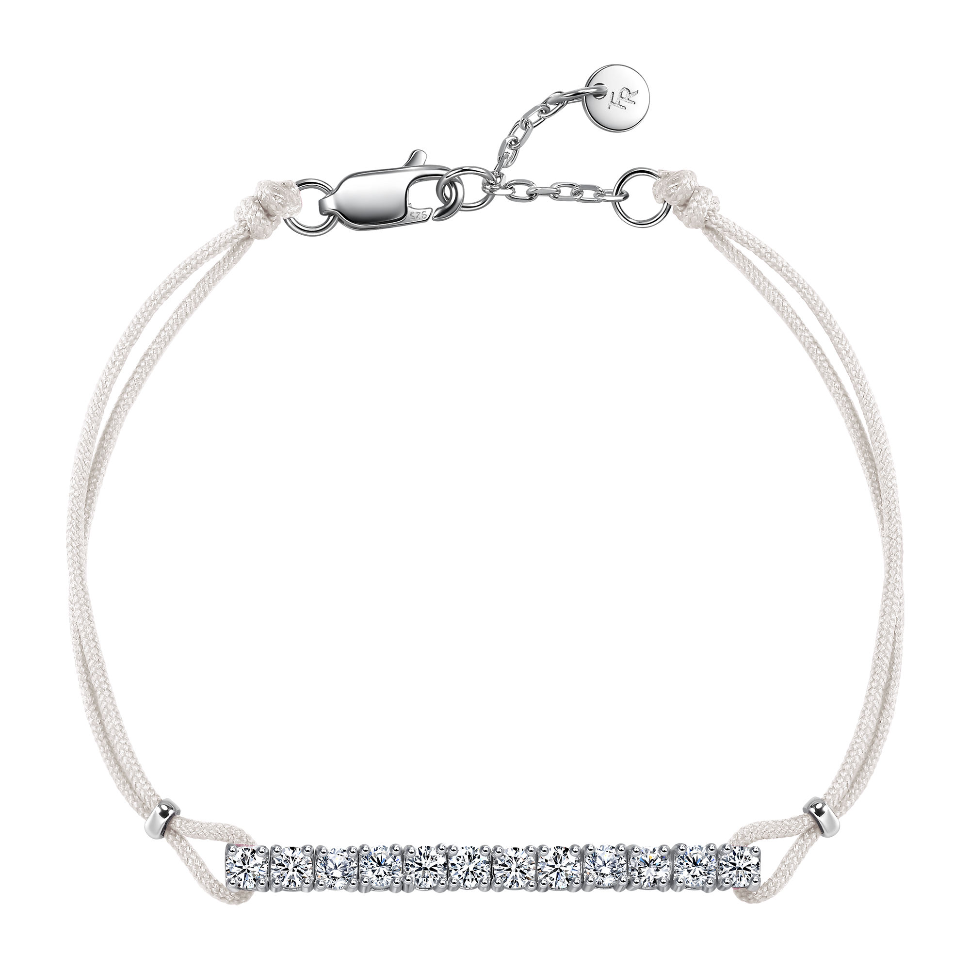 Pavé sand cord bracelet 0.6ct - Diamond Bracelet - White Cord Bracelet - The Future Rocks - 2