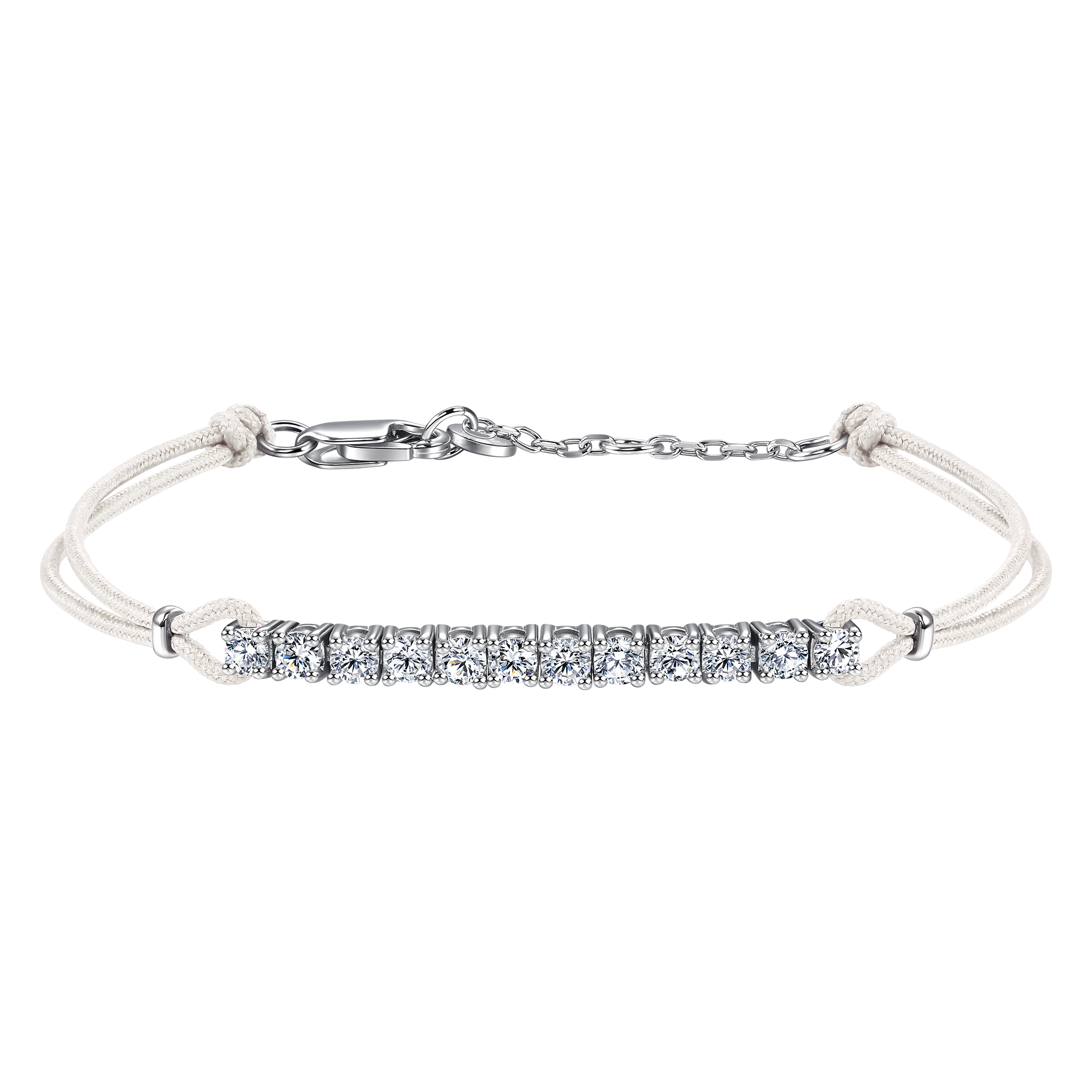Pavé sand cord bracelet 0.6ct - Diamond Bracelet - White Cord Bracelet - The Future Rocks - 1