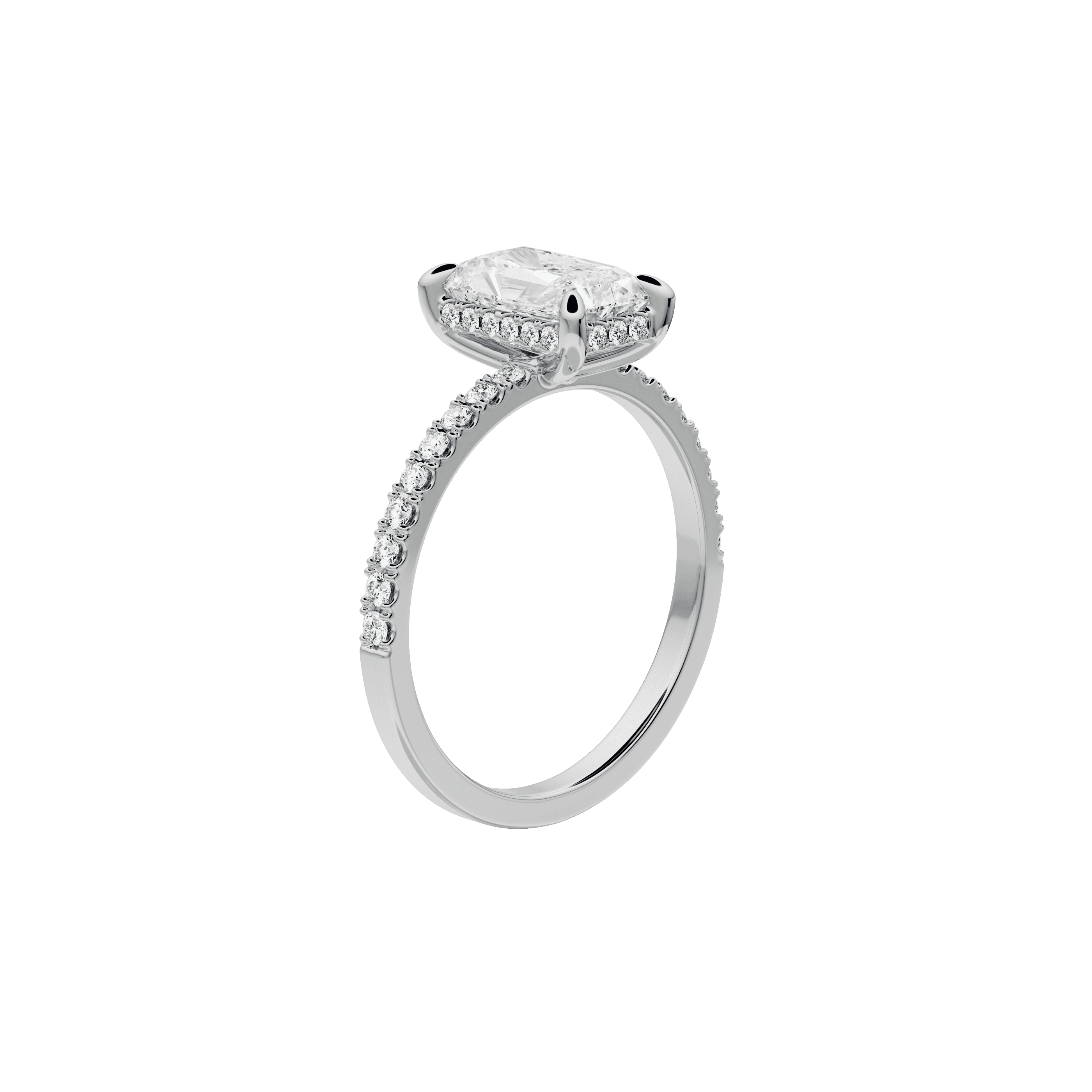 Diana ring - Radiant Cut Lab-Grown Diamond Solitaire Pavé Ring - The Future Rocks - 7