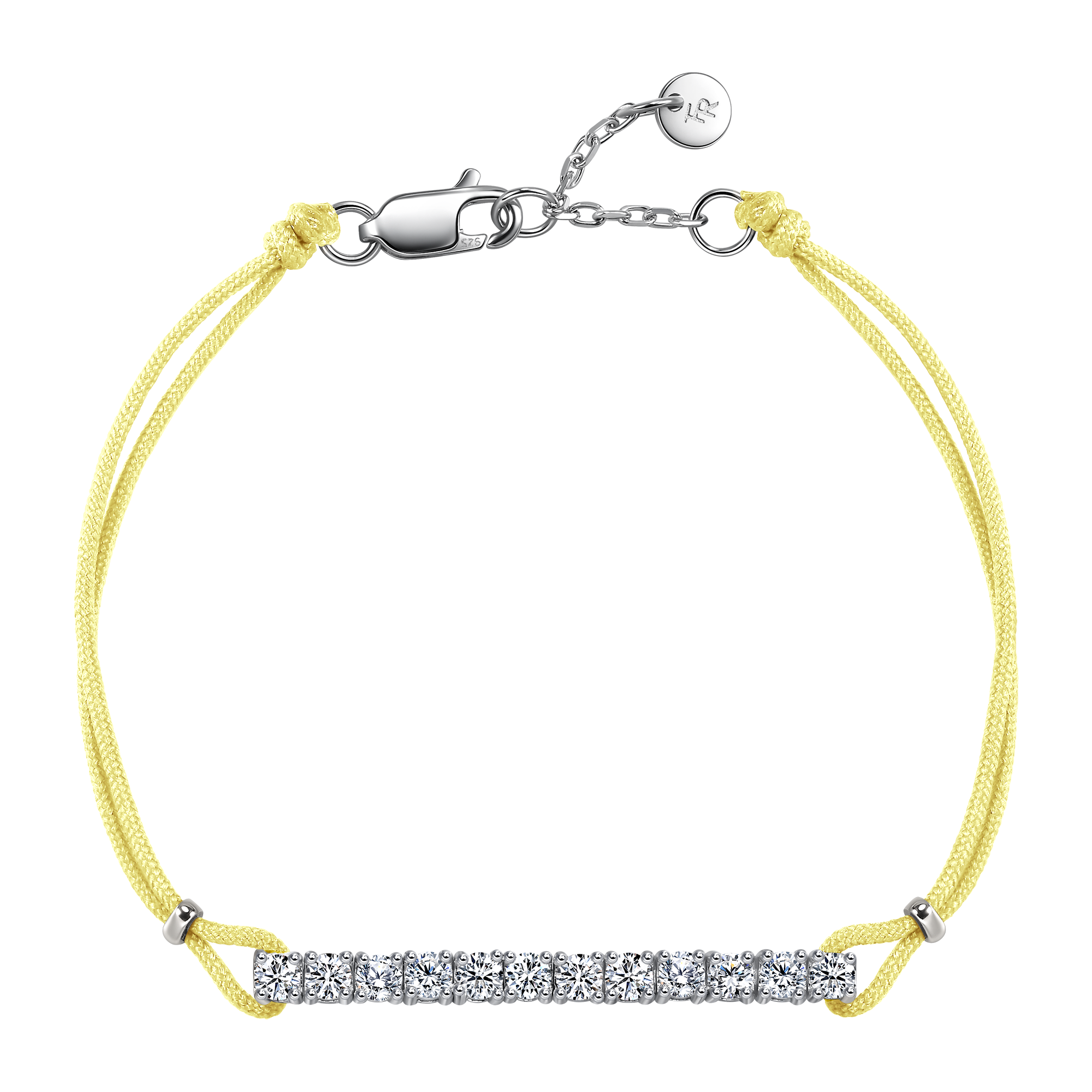 Pavé light yellow cord bracelet 0.6ct - Diamond Bracelet - Yellow Cord Bracelet - The Future Rocks - 2