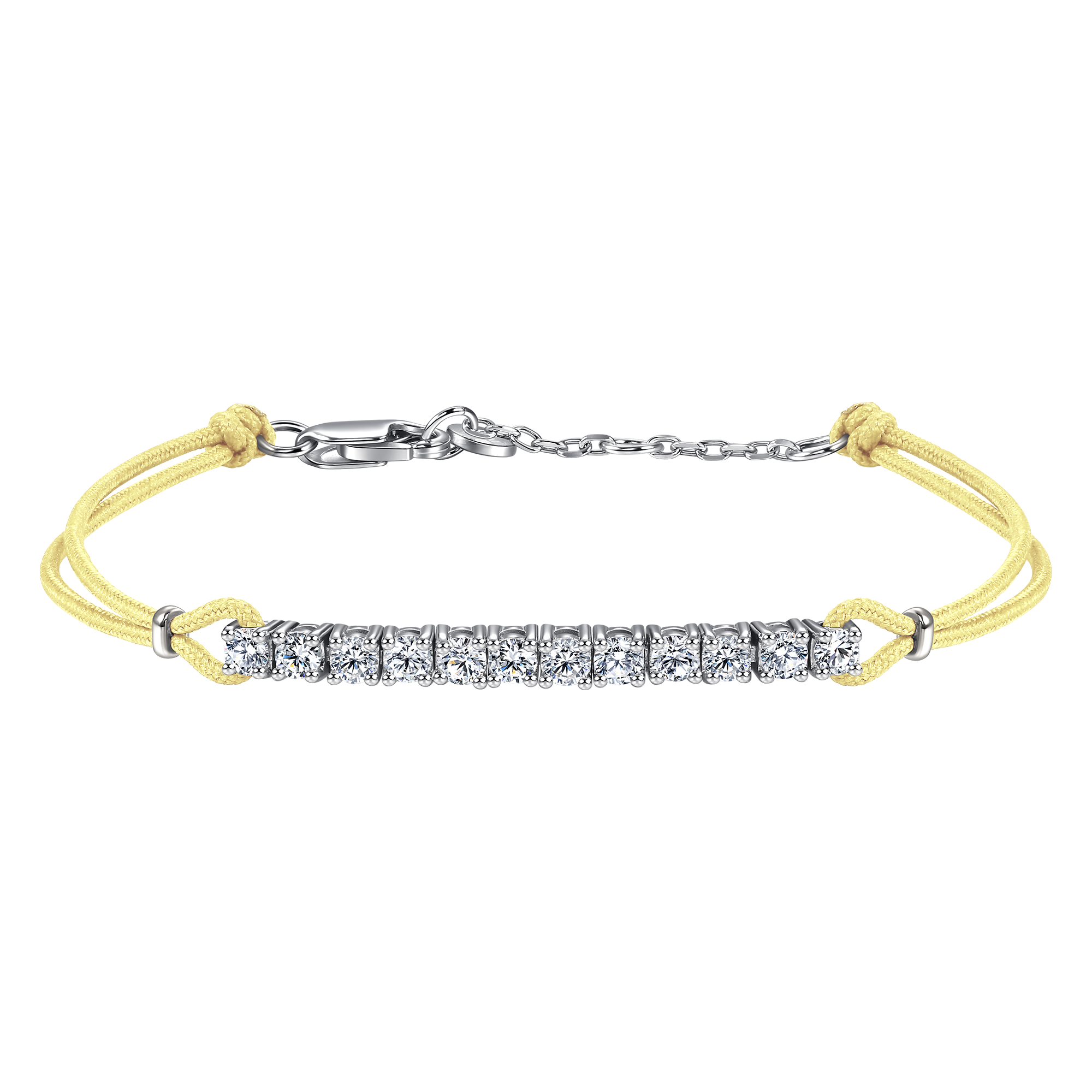 Pavé light yellow cord bracelet 0.6ct - Diamond Bracelet - Yellow Cord Bracelet - The Future Rocks - 1