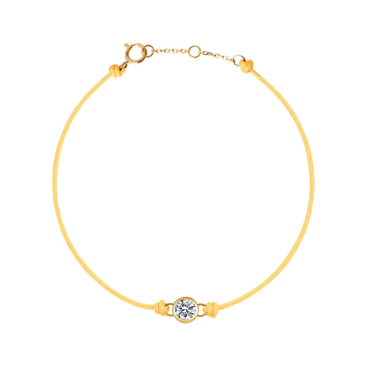 Round brilliant bezel cord bracelet - Yellow Cord Bracelet with Diamond - Valentine's Day Gifts -  The Future Rocks -    1