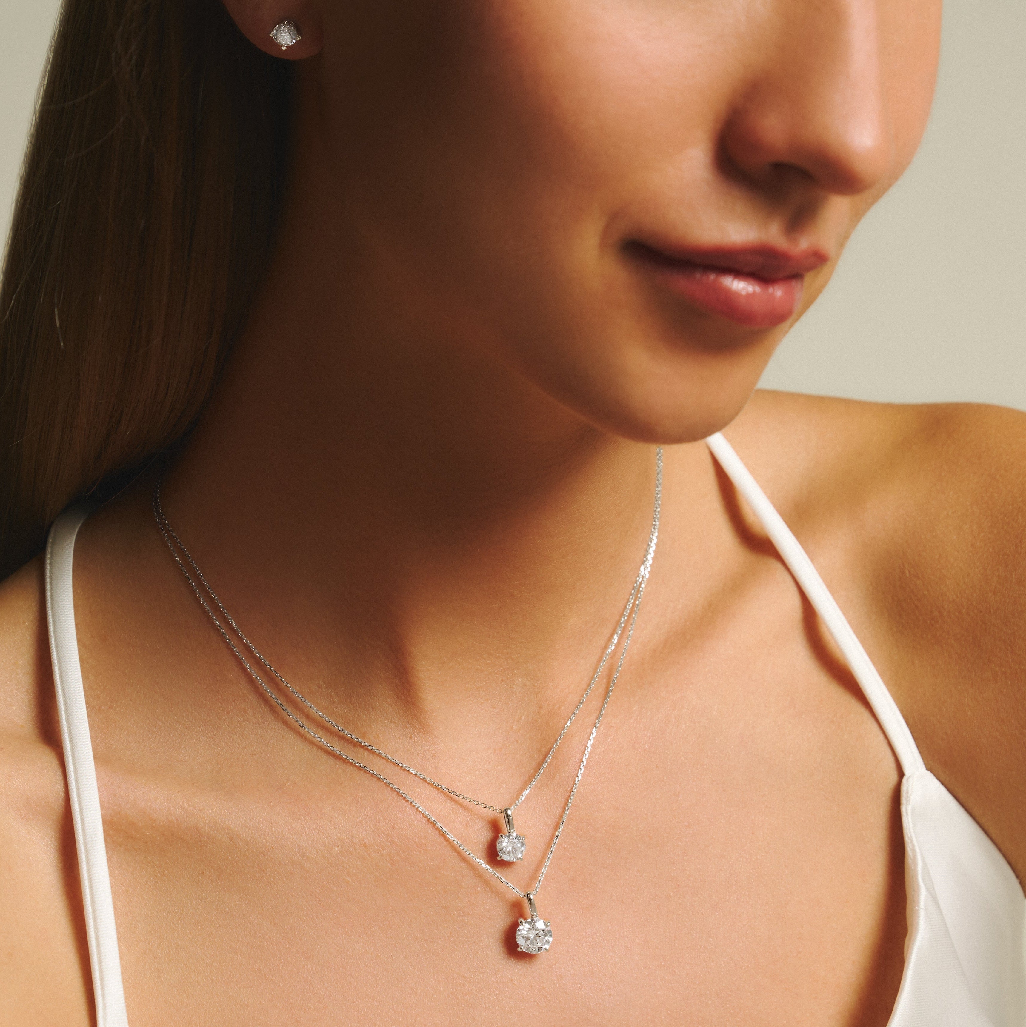 Luna solitaire bale necklace 2ct - 2ct Lab-Grown Round Diamond Pendant Necklace -  The Future Rocks -    5