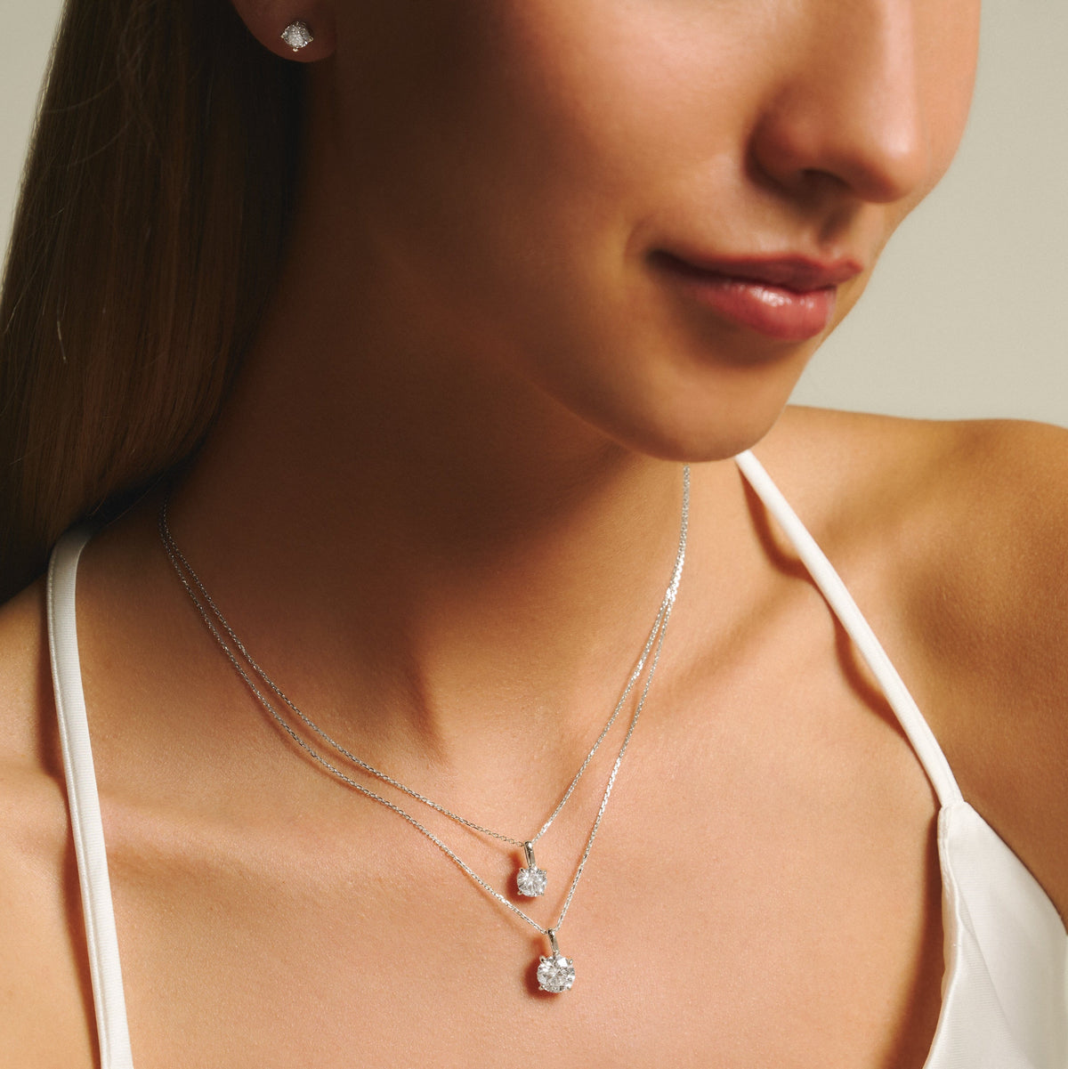 Luna solitaire bale necklace 2ct - 2ct Lab-Grown Round Diamond Pendant Necklace -  The Future Rocks -    5