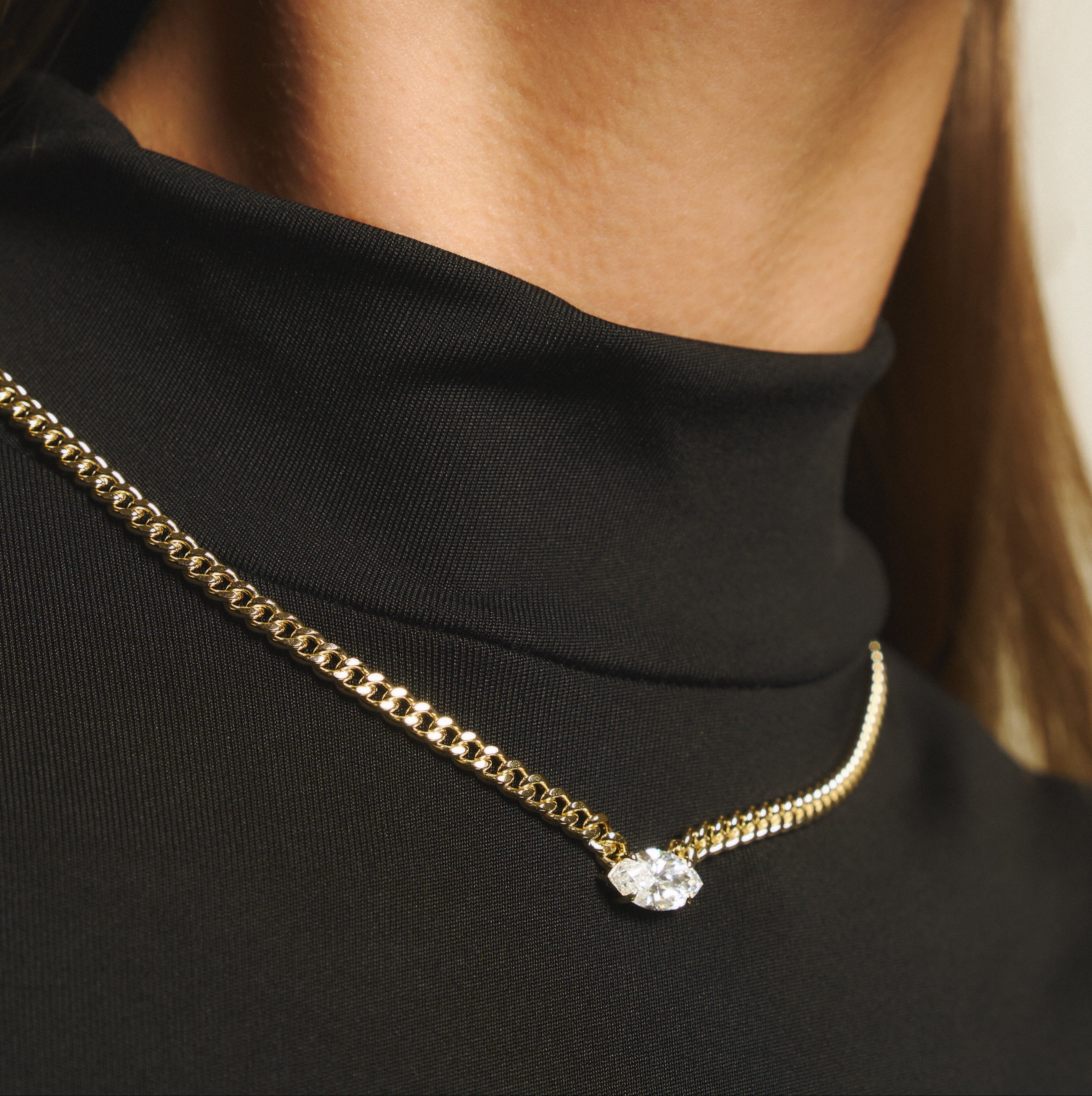 Marquise curb-link necklace 2ct - Marquise Diamond Curb Chain Necklace -  The Future Rocks -    2