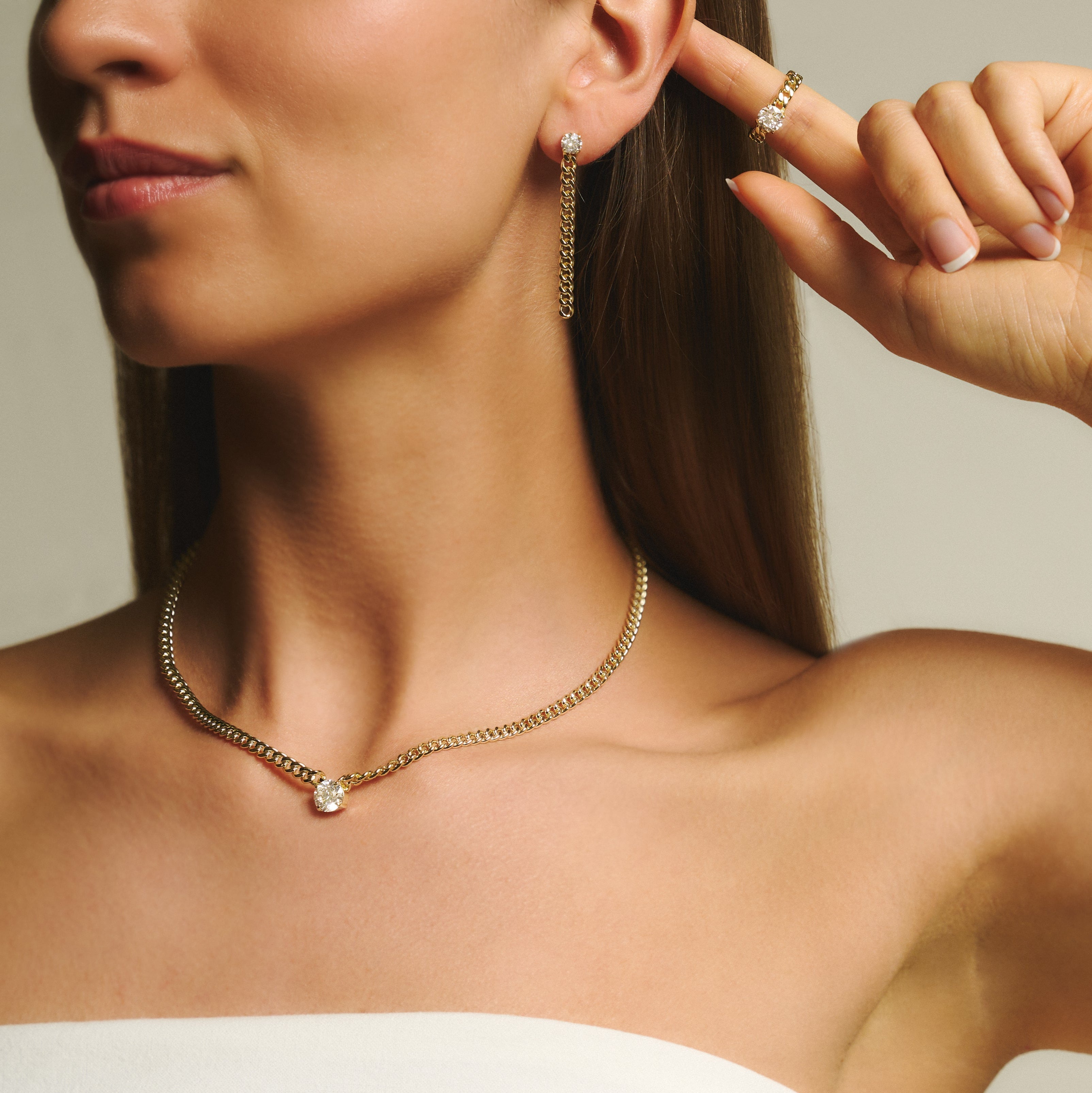 Round curb-link necklace 2ct - Round Diamond Curb Chain Necklace -  The Future Rocks -    2