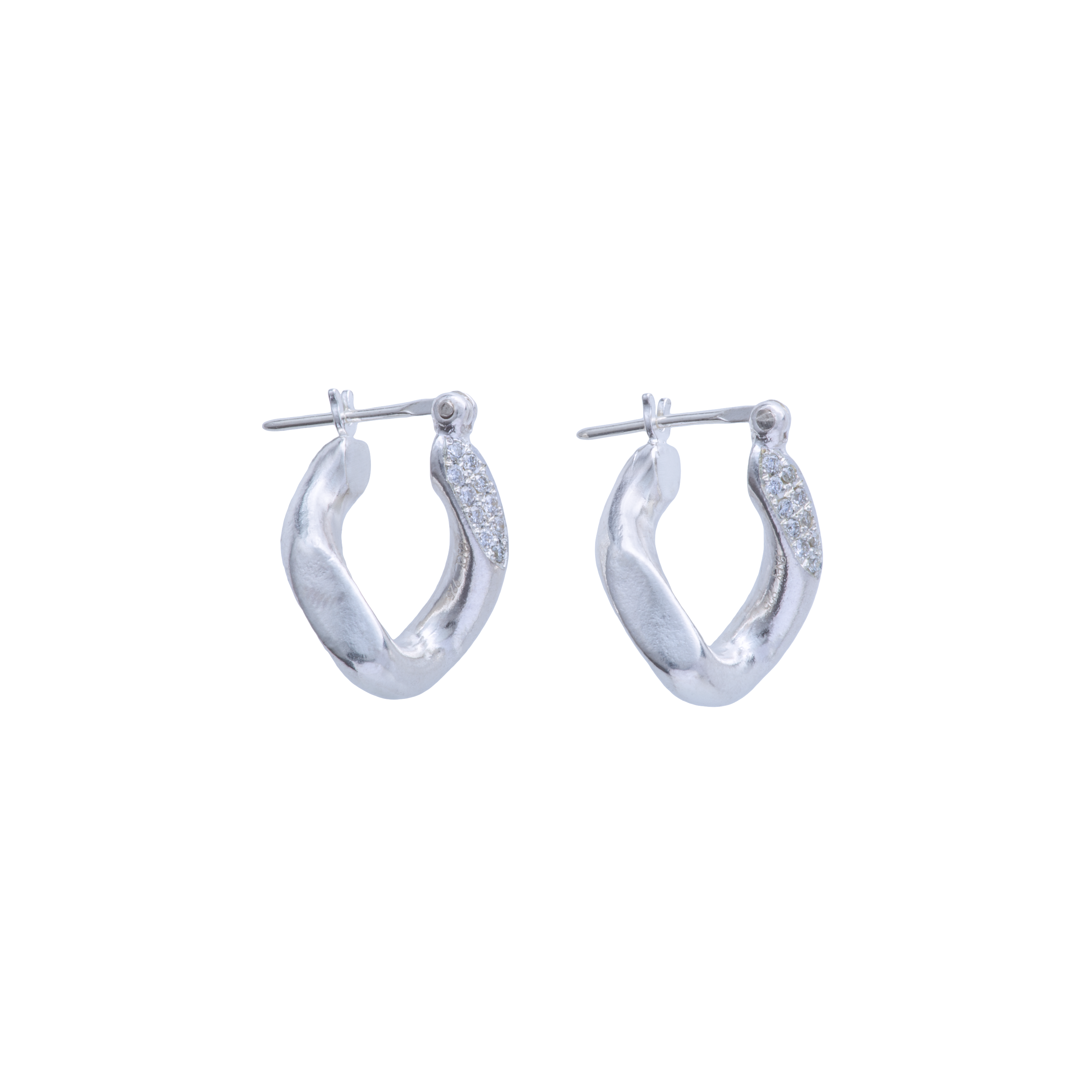  Kihei melee diamond earrings - Kihei Melee Diamond Silver Hoop Earrings -  The Future Rocks -    1 