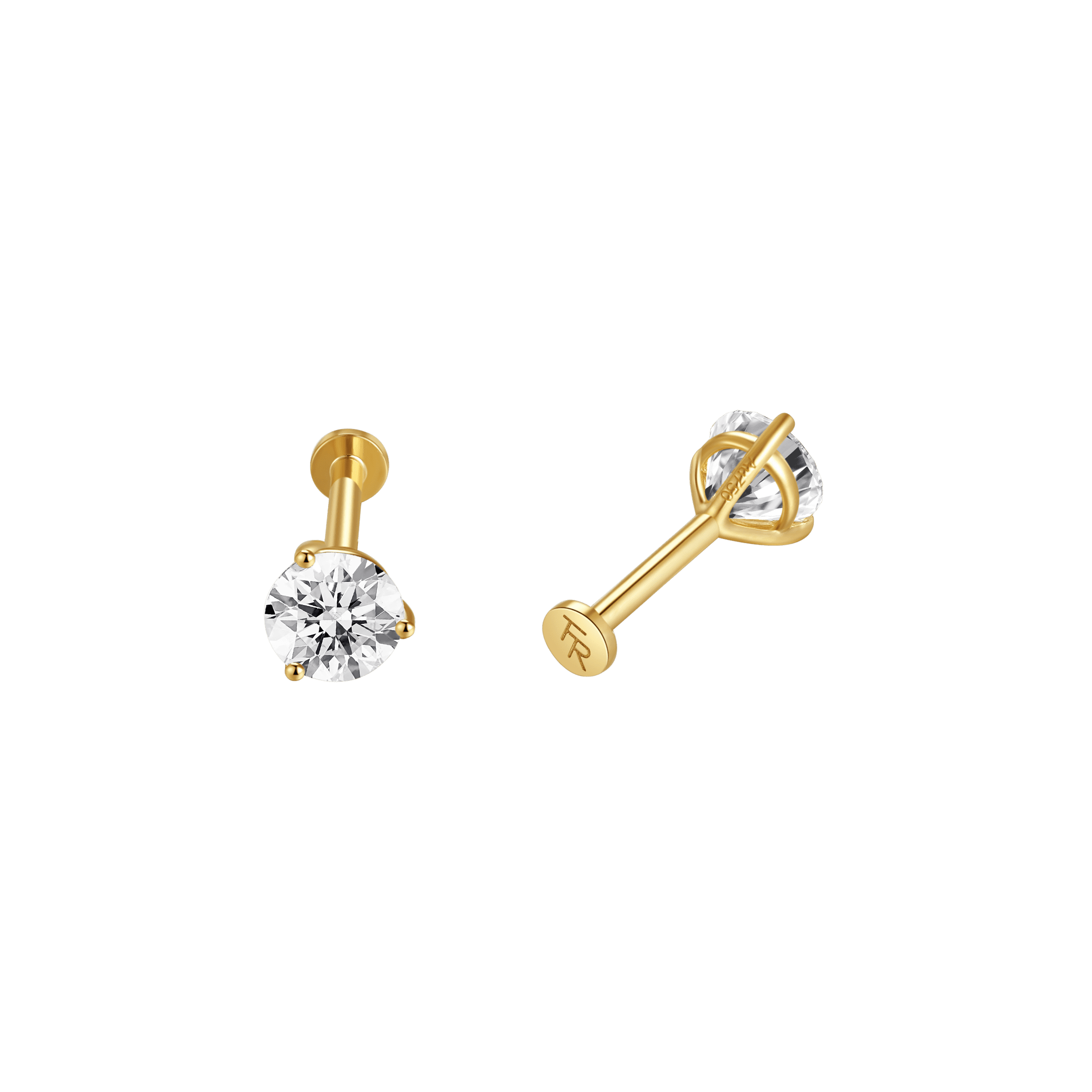  Round brilliant flatback earrings - Round Brilliant Diamond Flatback Earrings -  The Future Rocks -    3 