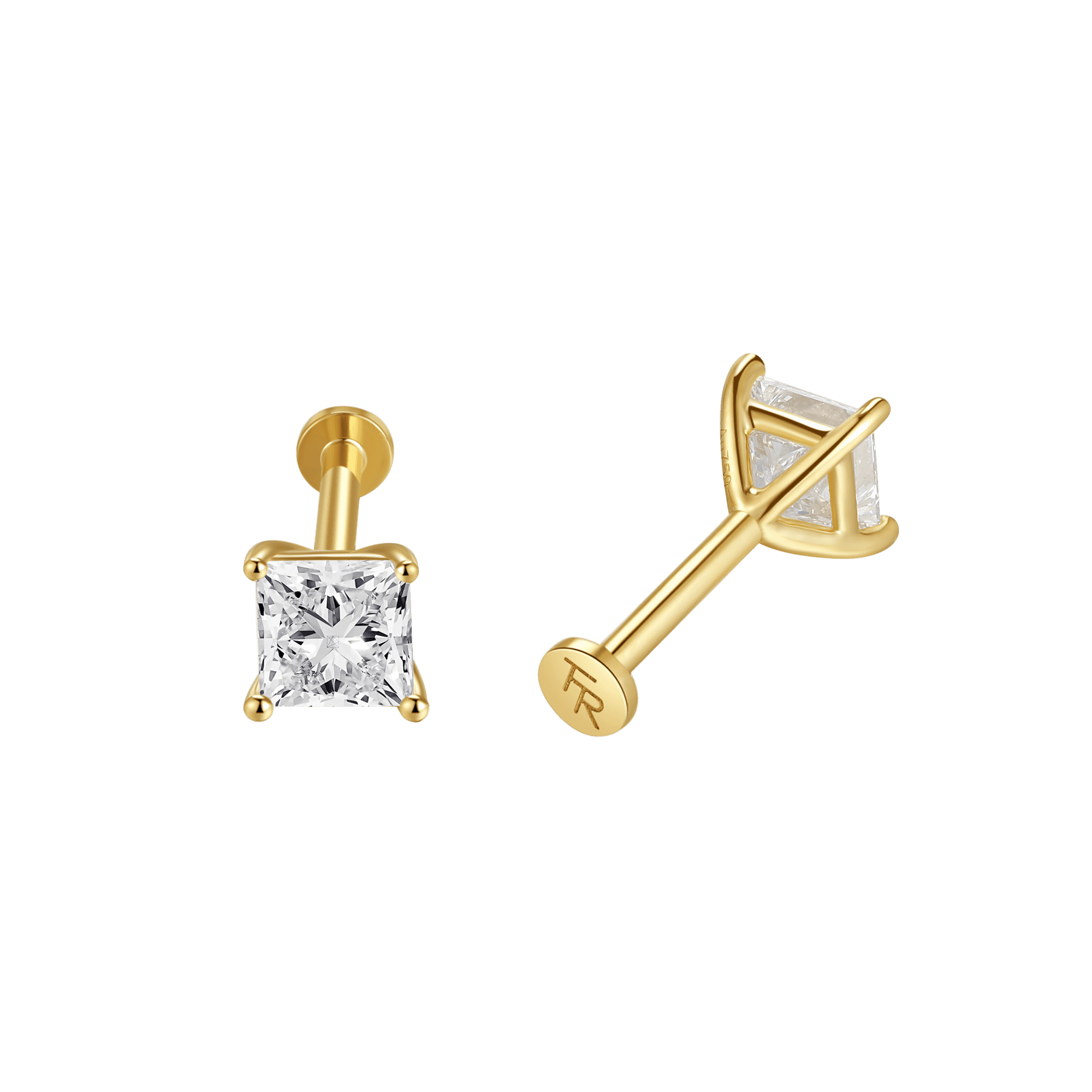 Princess flatback earrings - Princess Diamond Flatback Earrings -  The Future Rocks -    3
