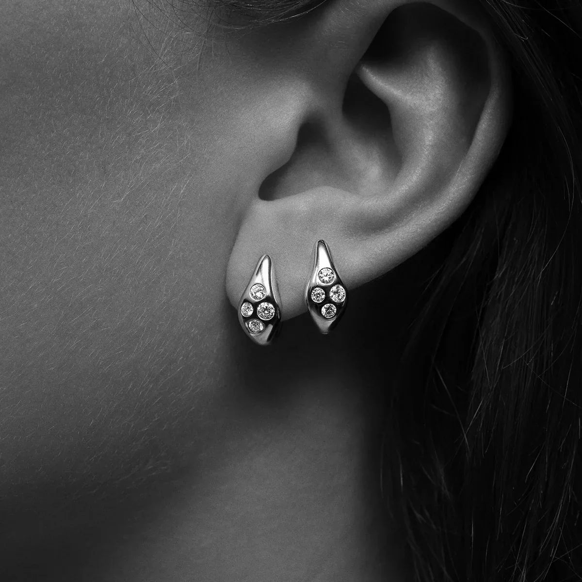  Curve diamond huggies - Curve Diamond Huggie Earrings -  The Future Rocks -    2 