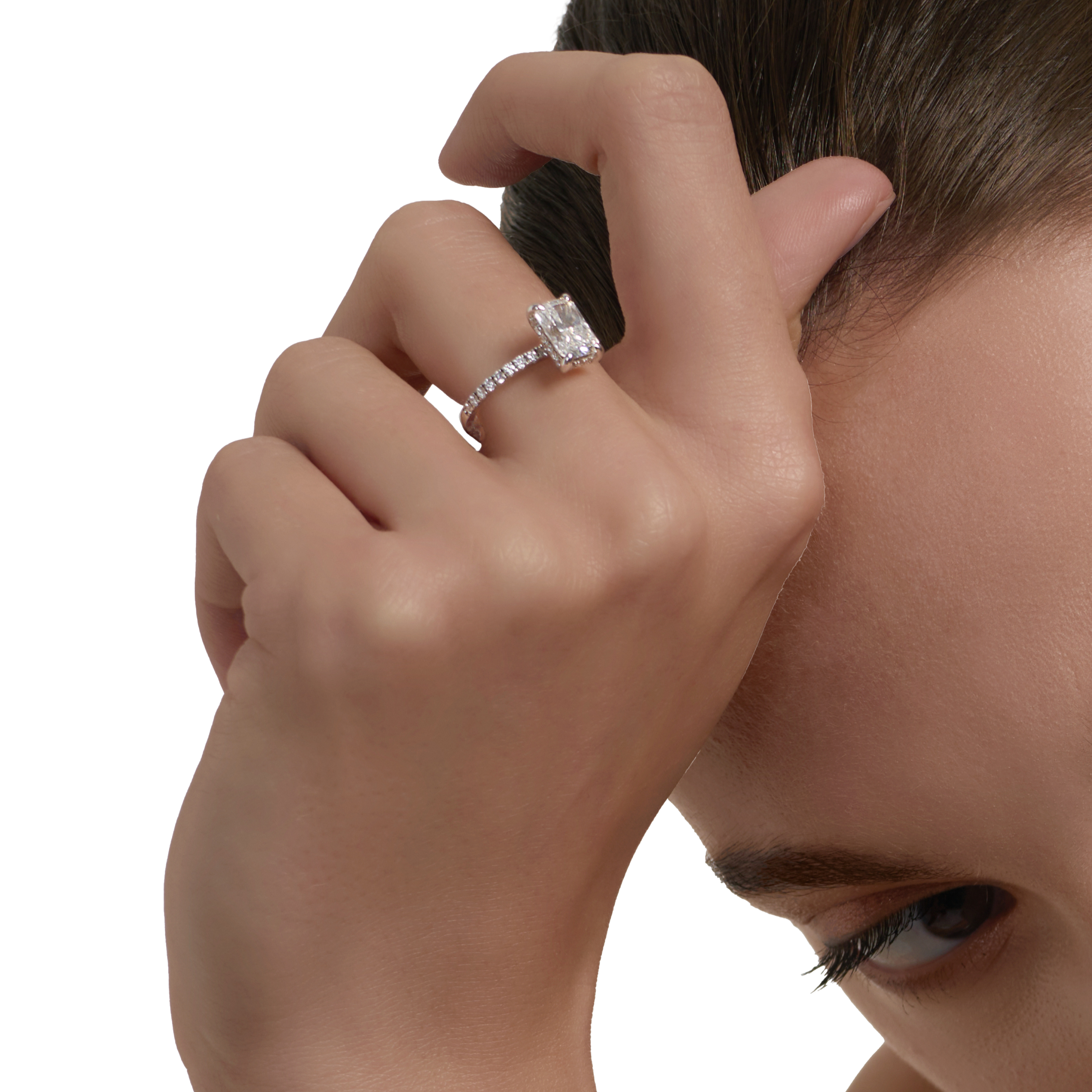  Diana ring - Radiant Cut Lab-Grown Diamond Solitaire Pavé Ring -  The Future Rocks -    4 