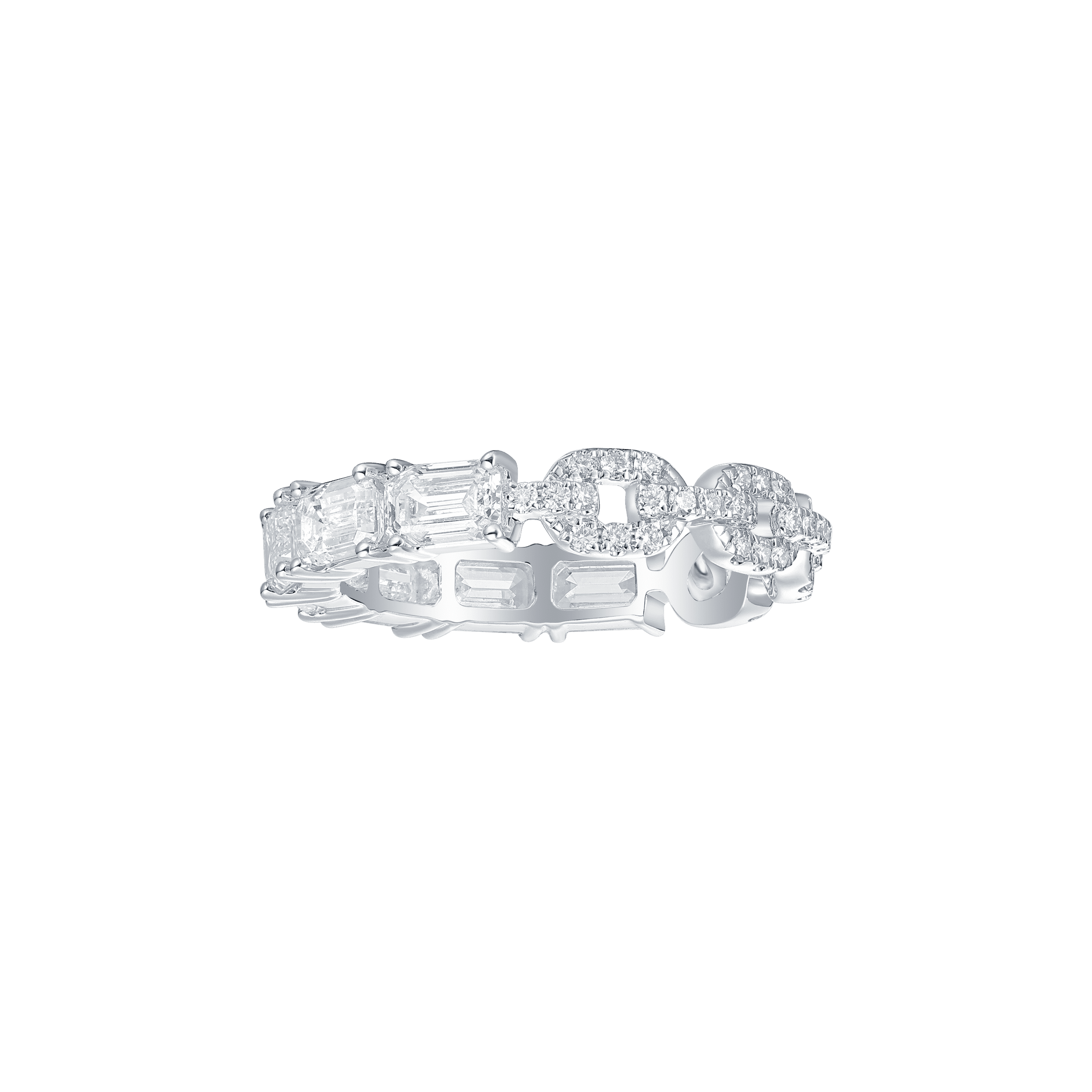 Dvaita emerald cluster chain ring - Dvaita Emerald Diamond Cluster Chain Ring -  The Future Rocks -    1