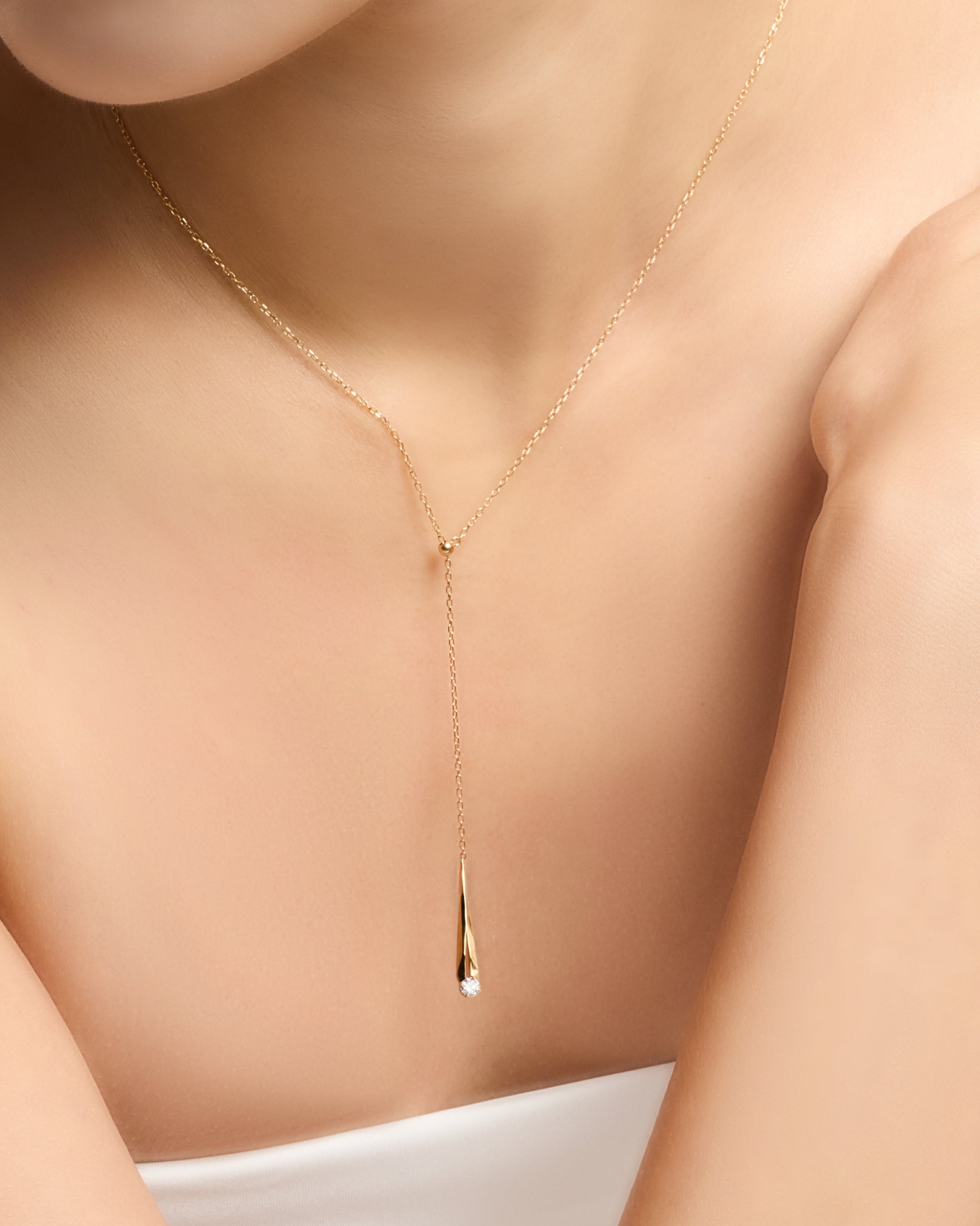 Meteor adjustable lariat necklace - Lab-Grown Diamond Lariat Necklace -  The Future Rocks -    2