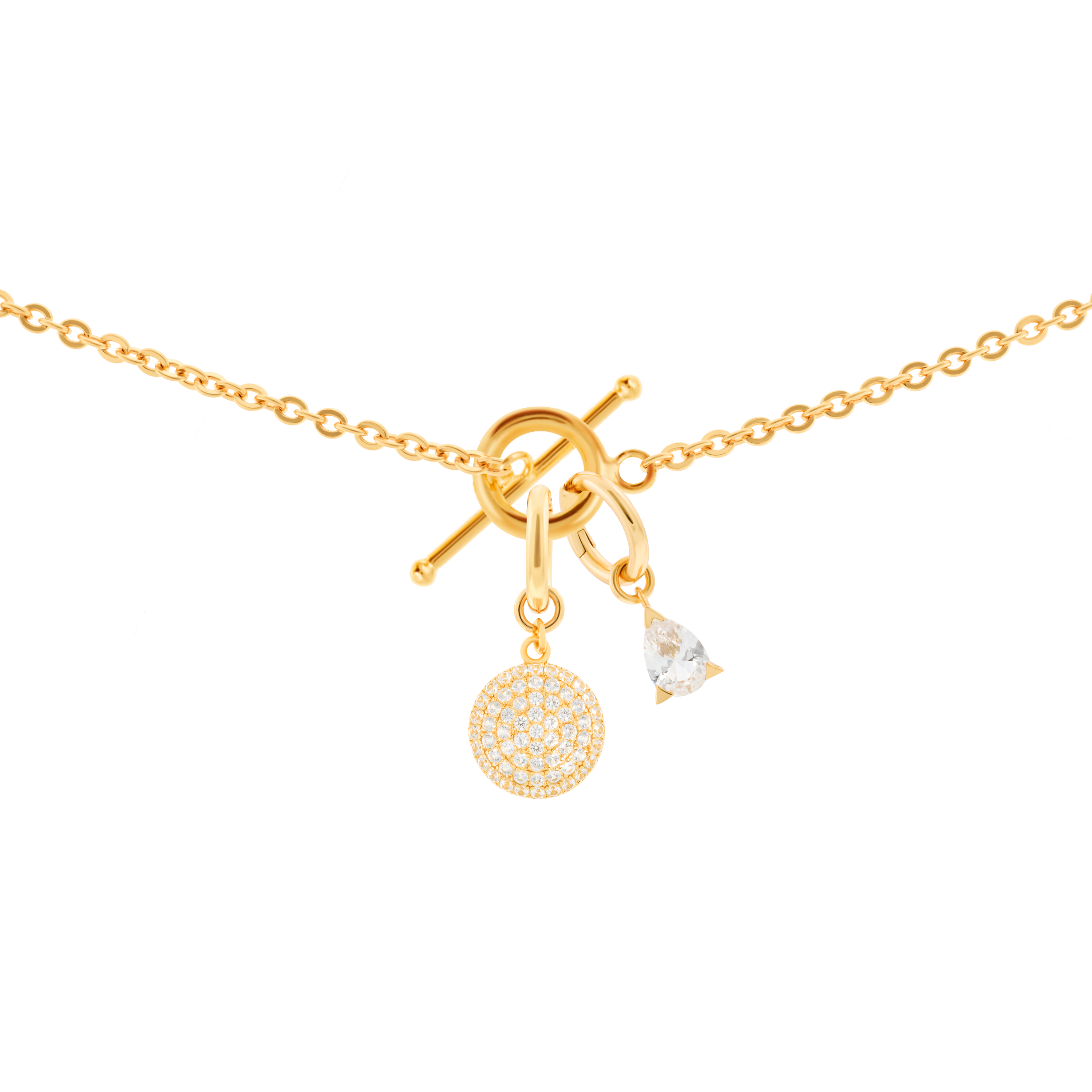 Gaia necklace with 2 charms in gold vermeil