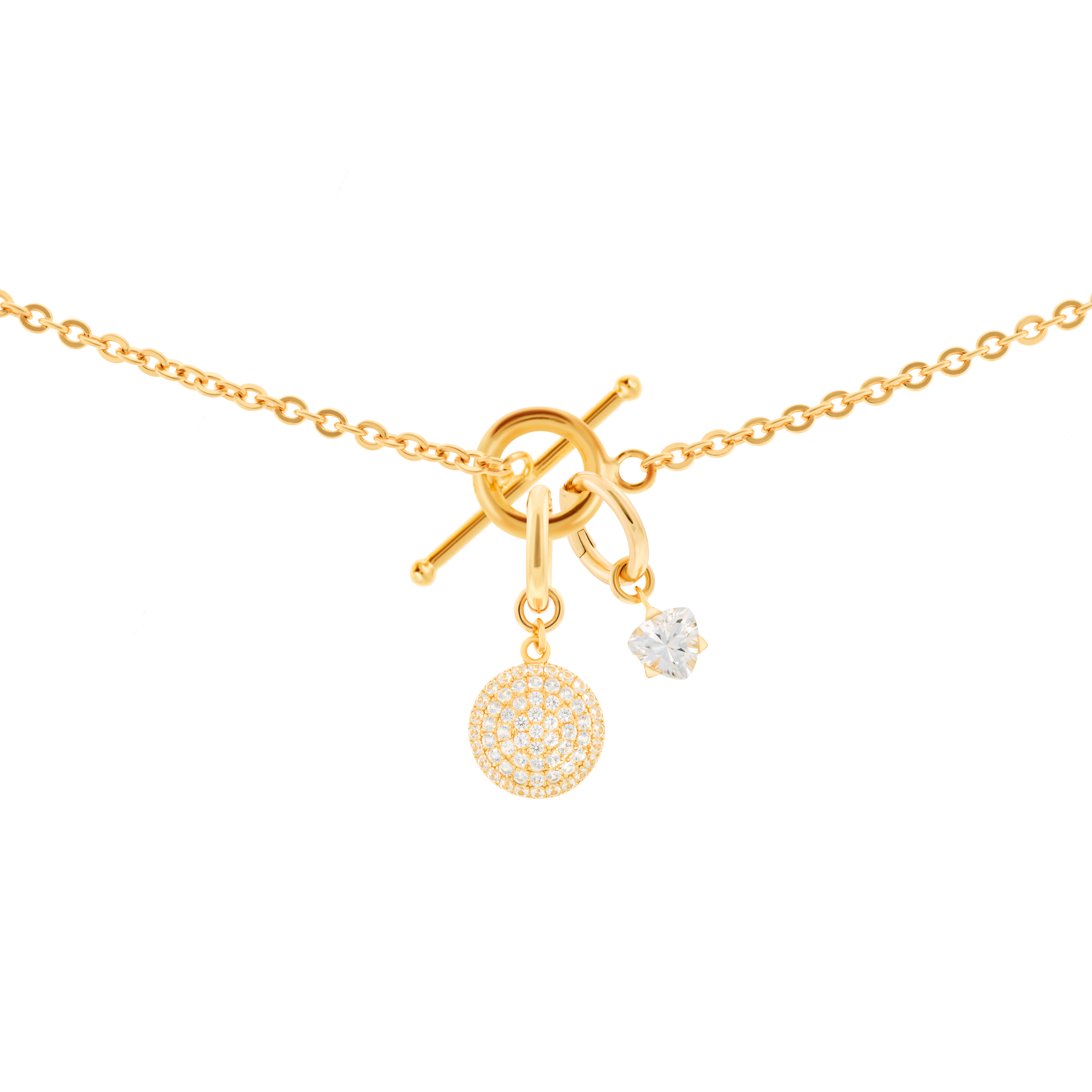 Gaia necklace with 2 charms in gold vermeil