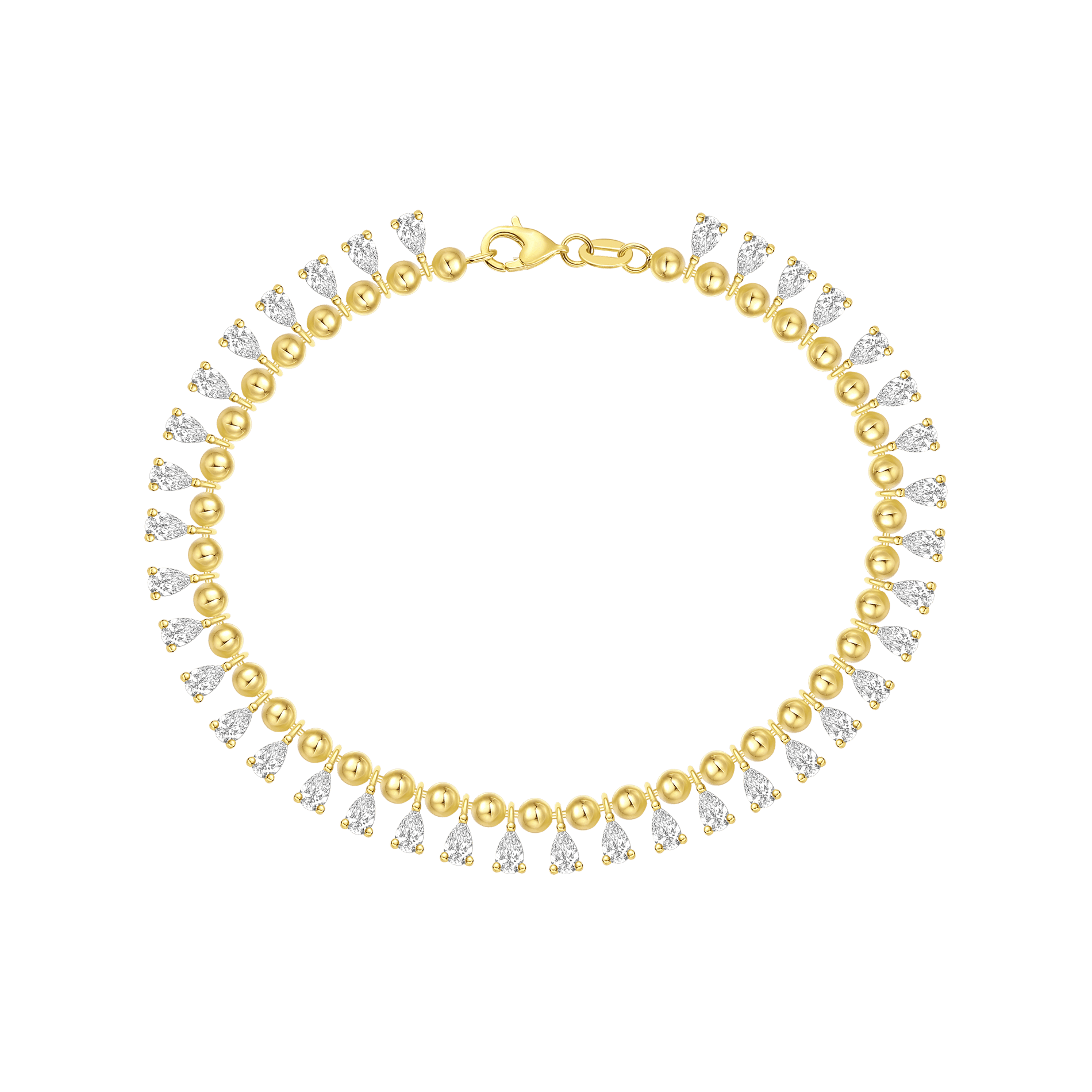 Love beads pear bead ball bracelet - 18K Gold Beaded Bracelet with Pear Diamonds -  The Future Rocks -    1