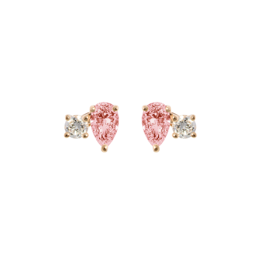  Pear pink duo studs 0.3ct - Pear Cut Pink Diamond Stud Earrings -  The Future Rocks -    1 