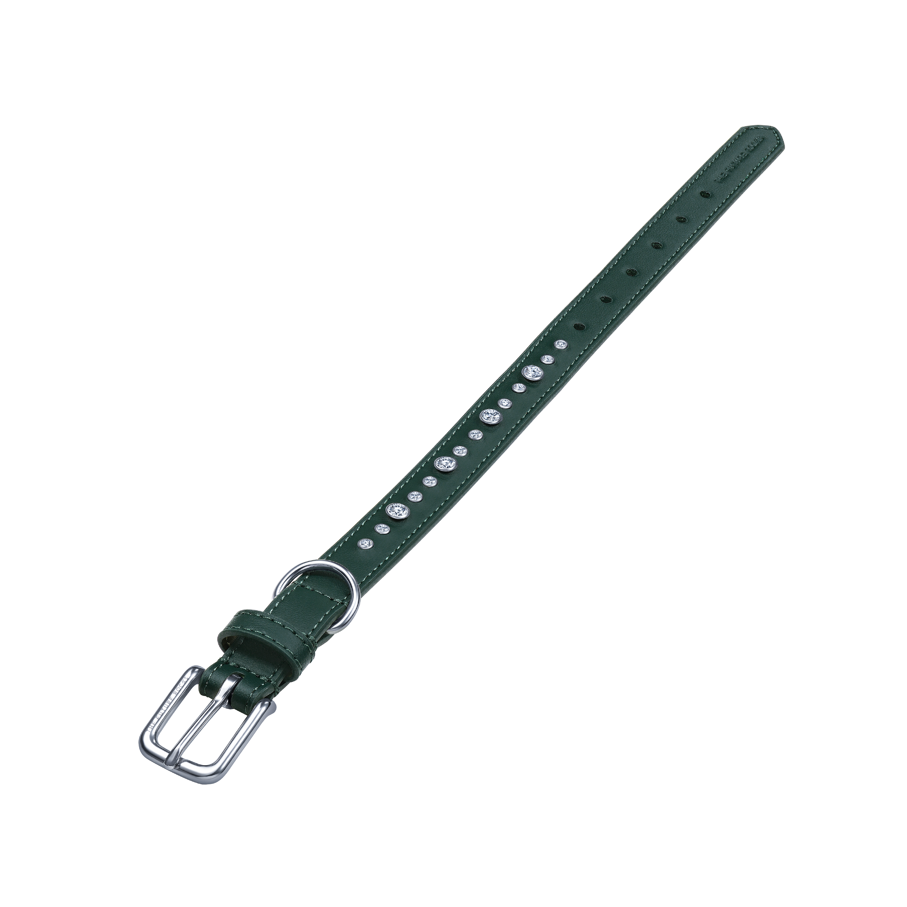  Green vegan leather collar with lab-grown sapphire - Green vegan leather collar with lab-grown sapphire -  The Future Rocks -    3 