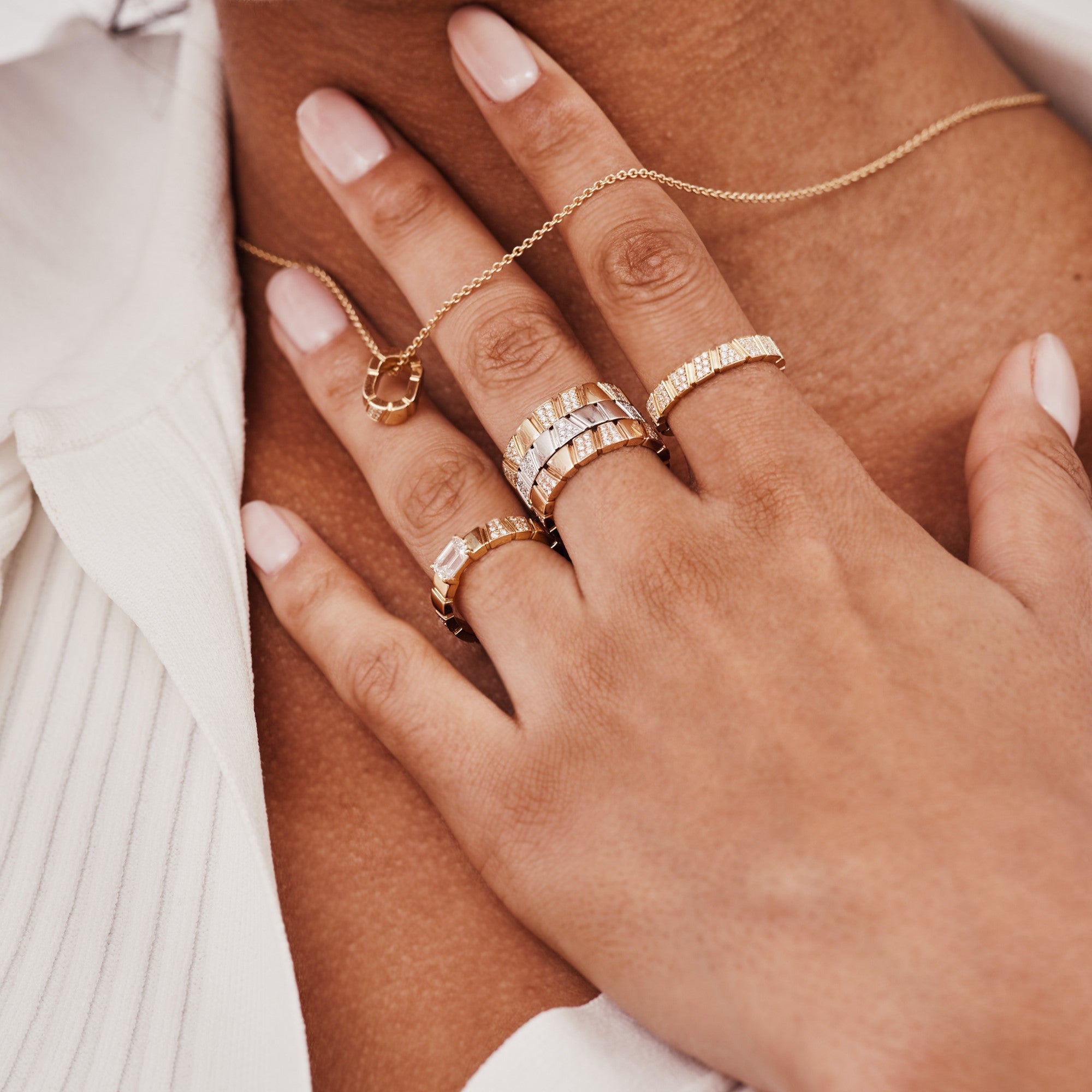  Ride+love semi-pavée ring - Semi-Pavé Gold Band Ring -  The Future Rocks -    4 