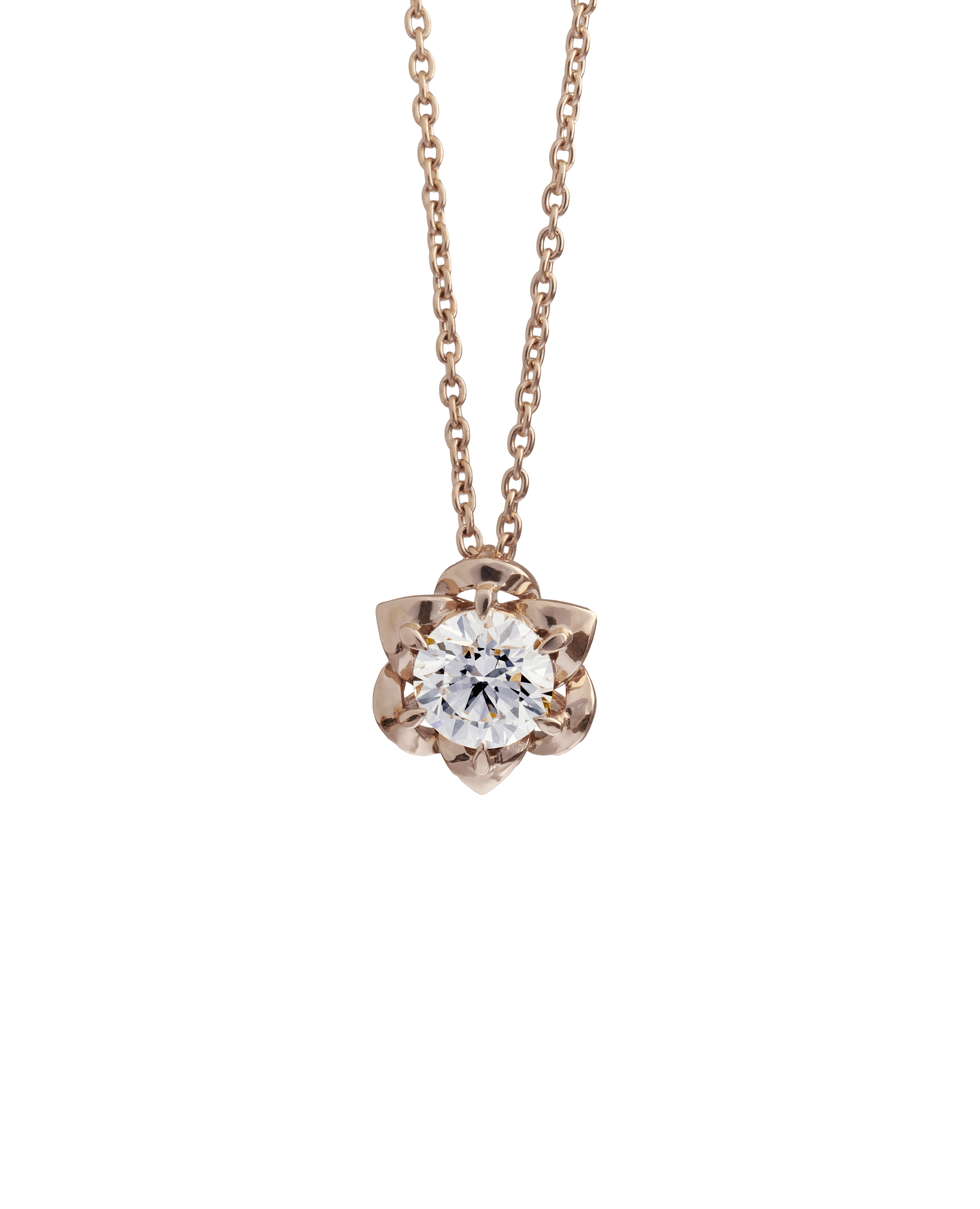 Solaris necklace - 18K Rose Gold Diamond Solitaire Pendant Necklace -  The Future Rocks -    1