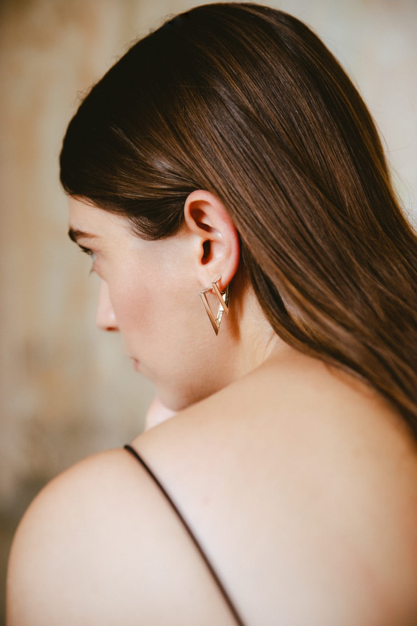  Sculptura triangle small earrings - Triangle Small Gold Hoops -  The Future Rocks -    5 